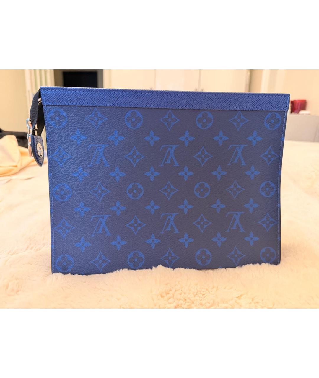 LOUIS VUITTON Темно-синяя кожаная папка для документов, фото 2