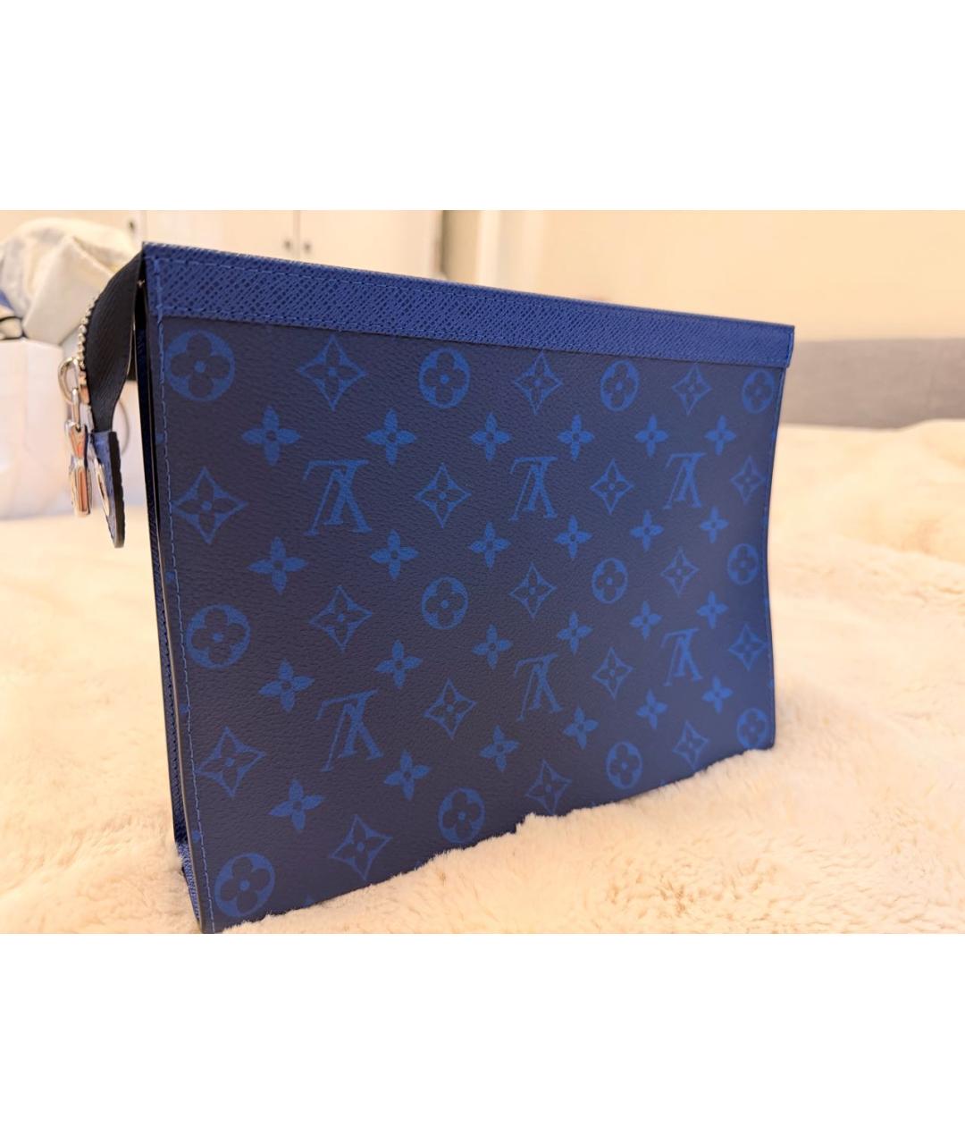 LOUIS VUITTON Темно-синяя кожаная папка для документов, фото 3