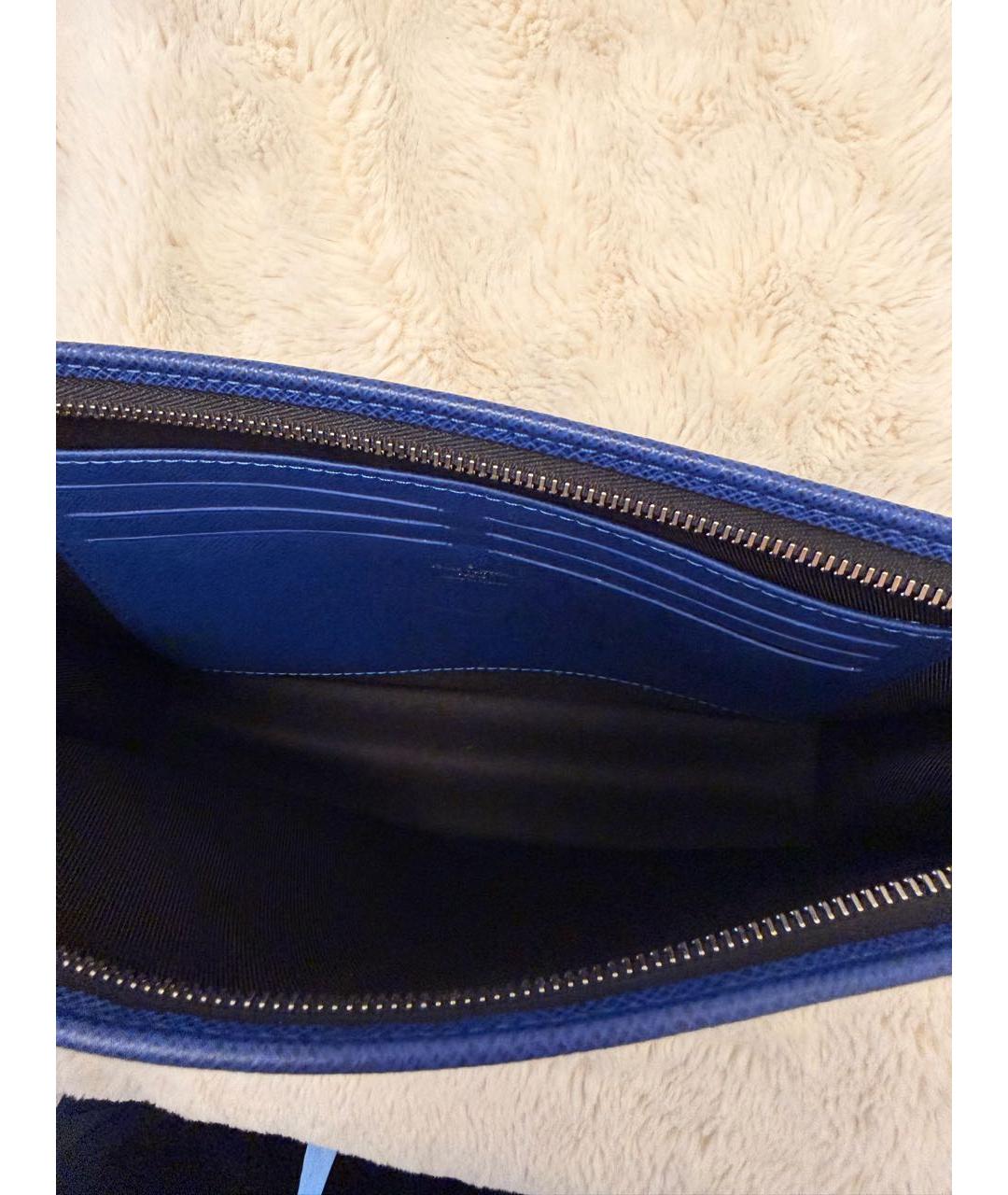 LOUIS VUITTON Темно-синяя кожаная папка для документов, фото 5