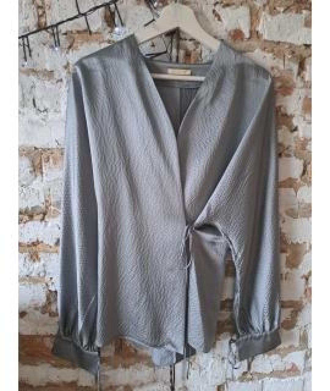 12 STOREEZ Серая шелковая блузы, фото 5