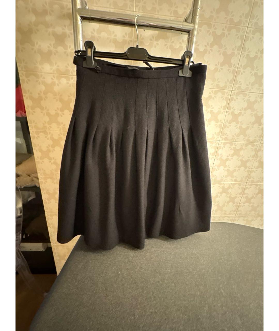 CHANEL Черная шерстяная юбка миди, фото 9