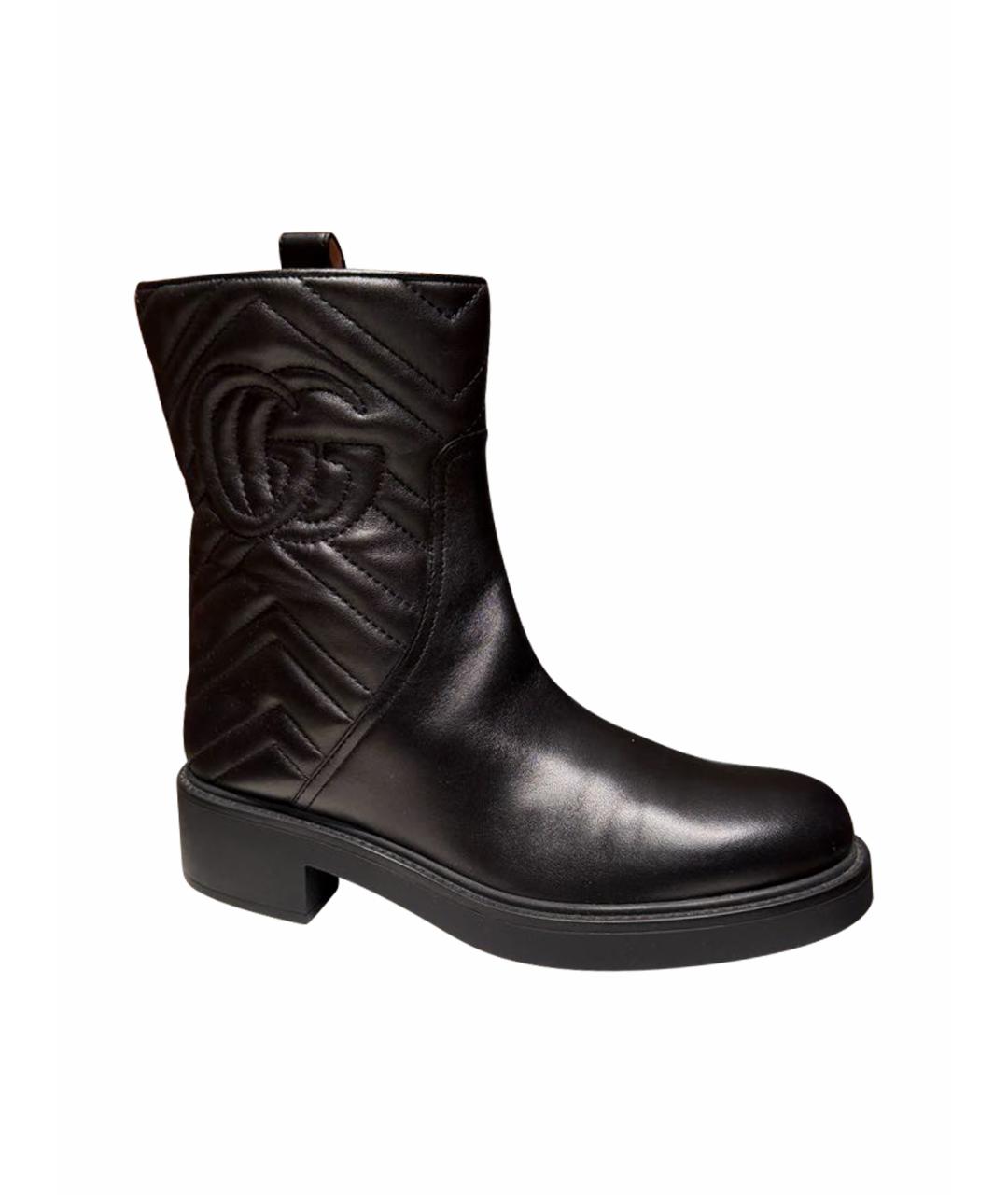 GUCCI Черные кожаные полусапоги, фото 1