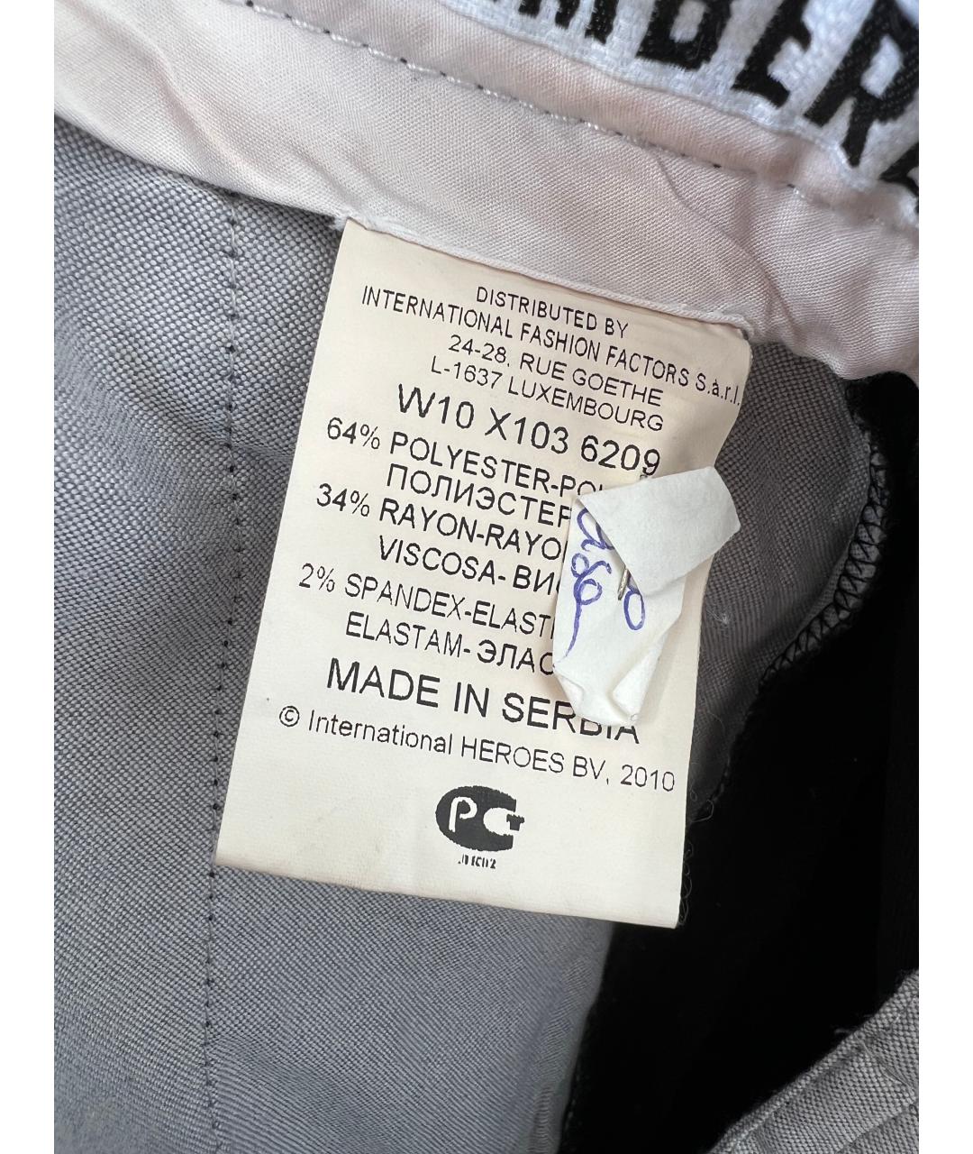 BIKKEMBERGS Черные полиэстеровые классические брюки, фото 5