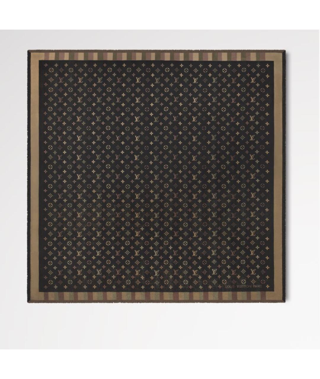 LOUIS VUITTON Коричневый шелковый шарф, фото 7