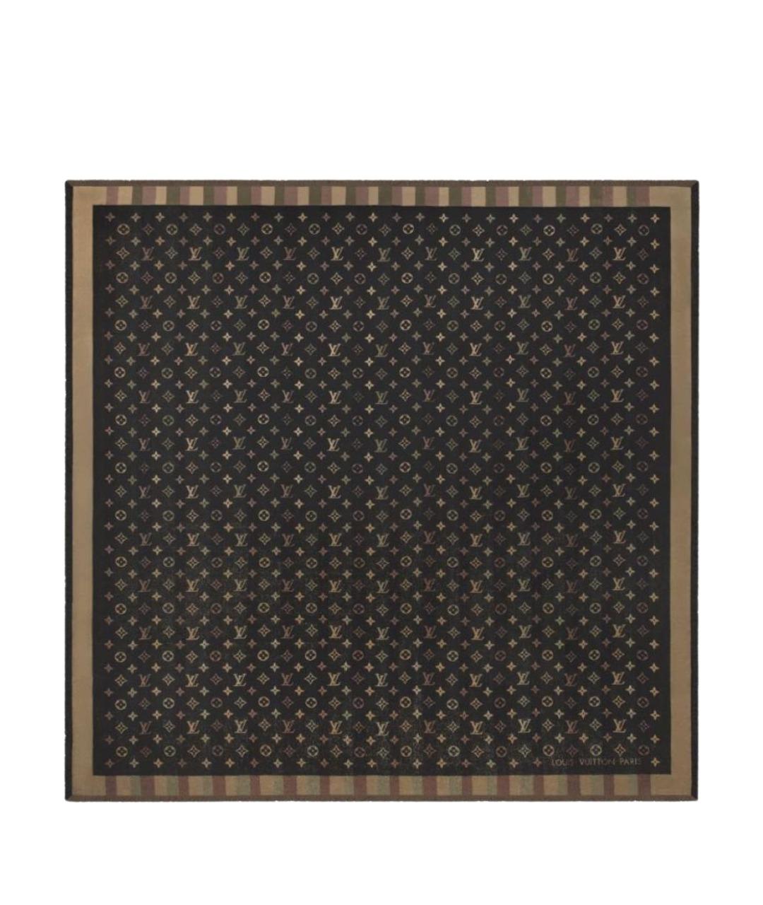 LOUIS VUITTON Коричневый шелковый шарф, фото 1
