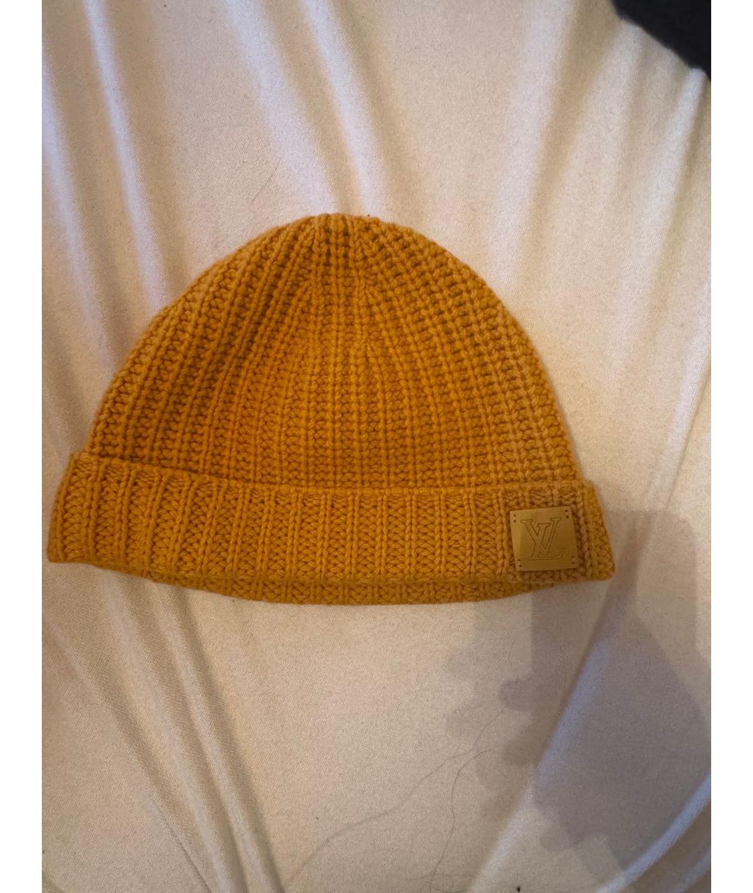 LOUIS VUITTON Желтая кашемировая шапка, фото 4