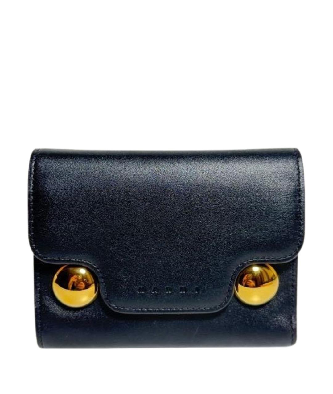 MARNI Черный кожаный кошелек, фото 1