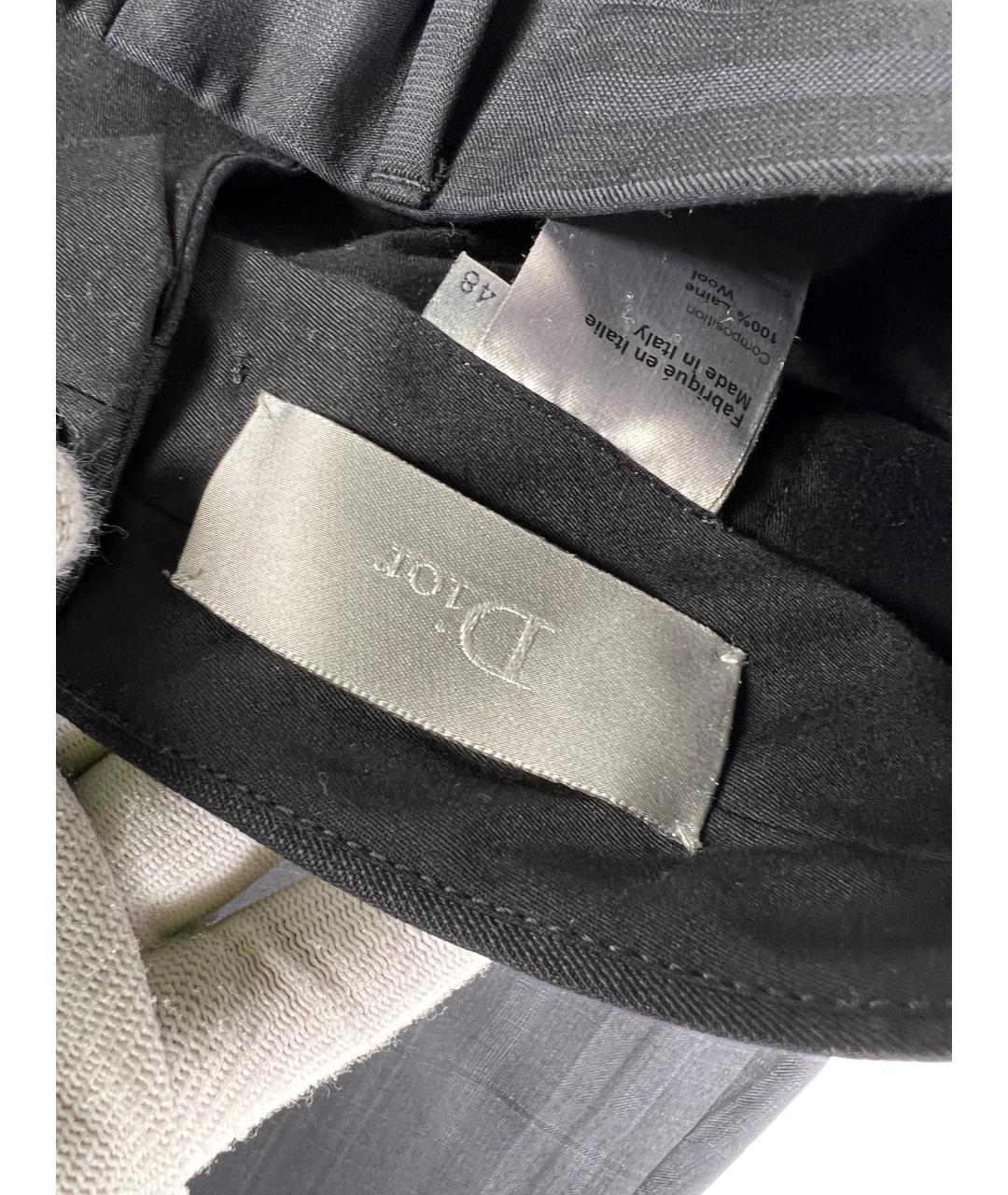 CHRISTIAN DIOR Серые шерстяные классические брюки, фото 2
