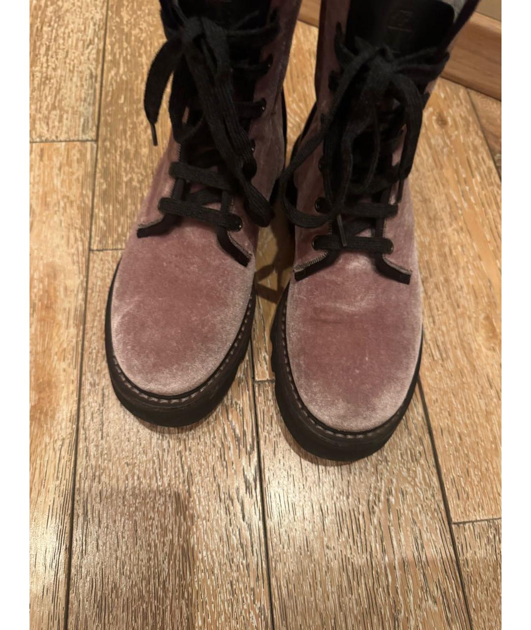 BRUNELLO CUCINELLI Бежевые бархатные ботинки, фото 4