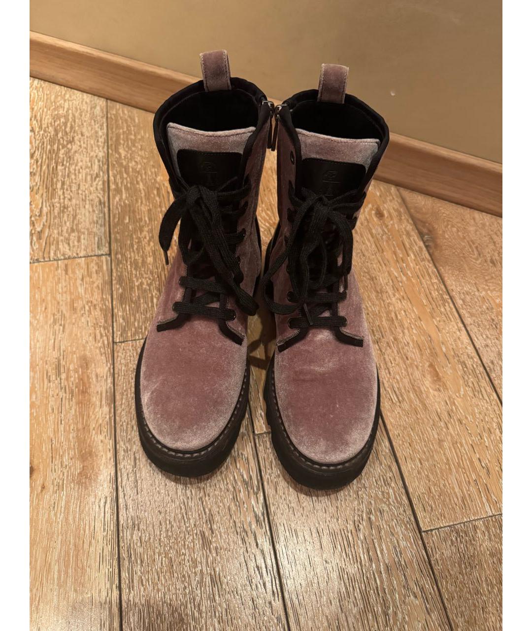 BRUNELLO CUCINELLI Бежевые бархатные ботинки, фото 3