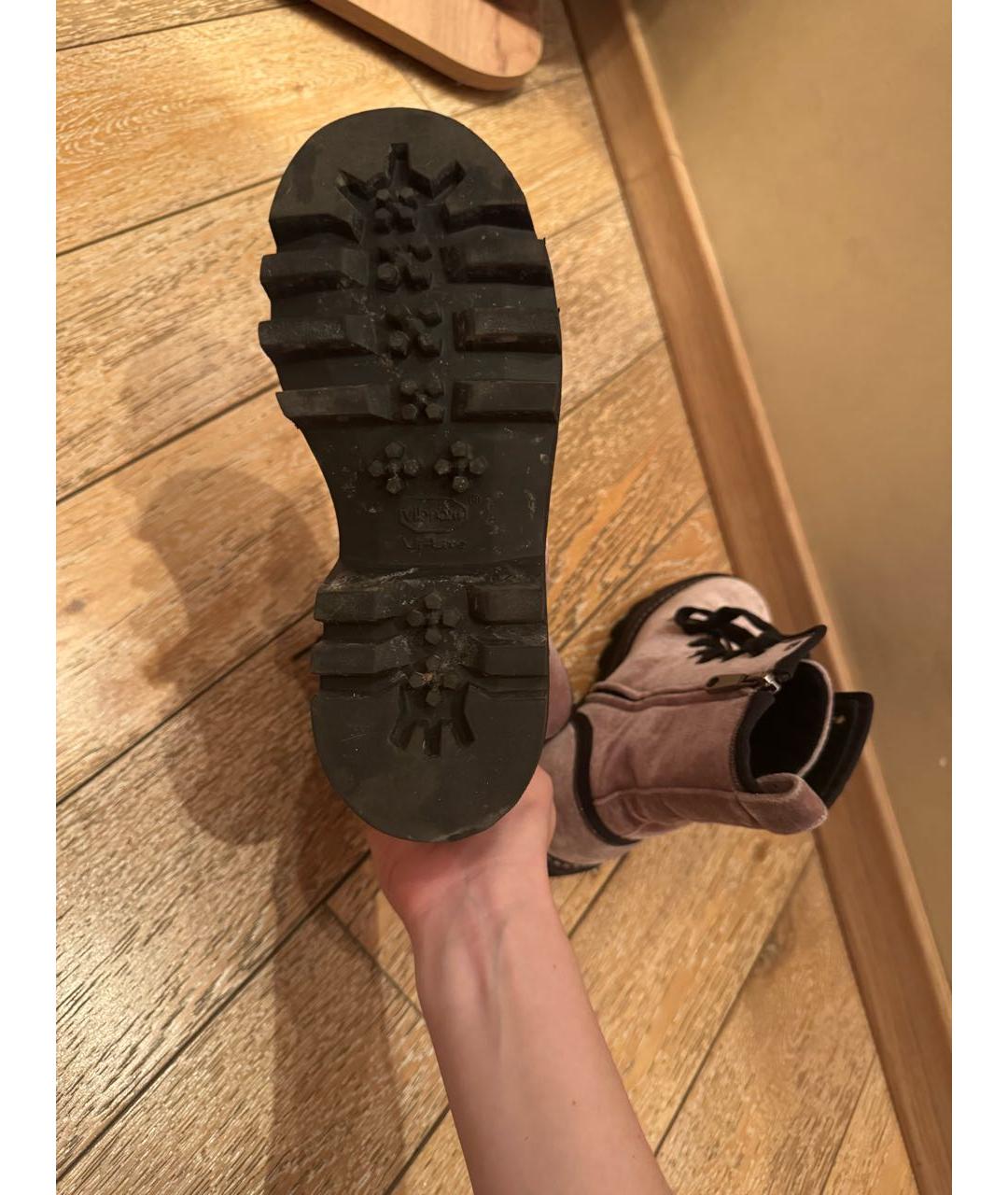 BRUNELLO CUCINELLI Бежевые бархатные ботинки, фото 6