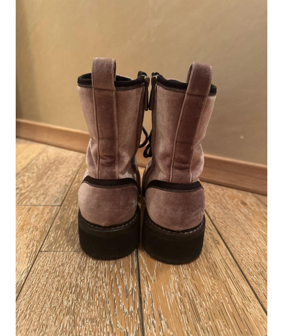 BRUNELLO CUCINELLI Бежевые бархатные ботинки, фото 5