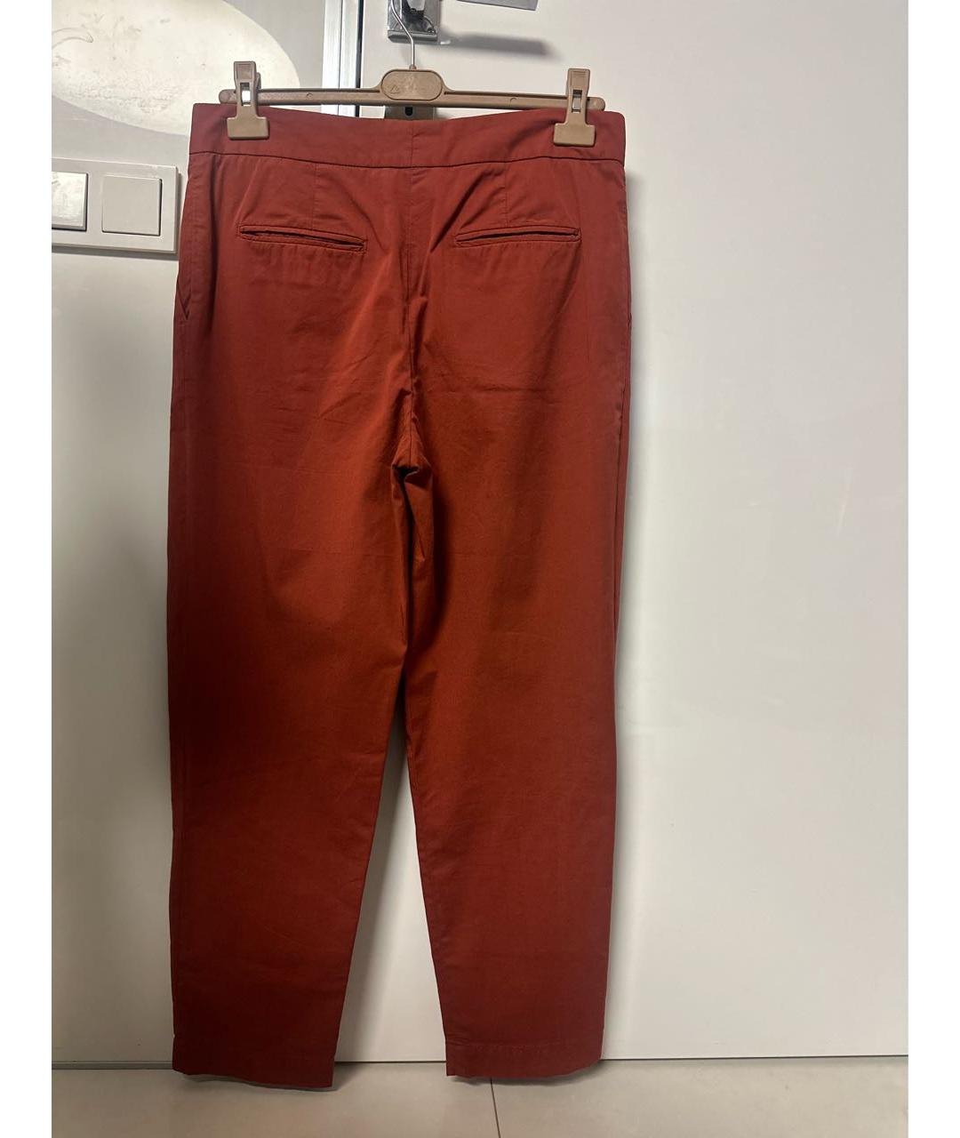 BRUNELLO CUCINELLI Бордовые хлопковые прямые брюки, фото 2