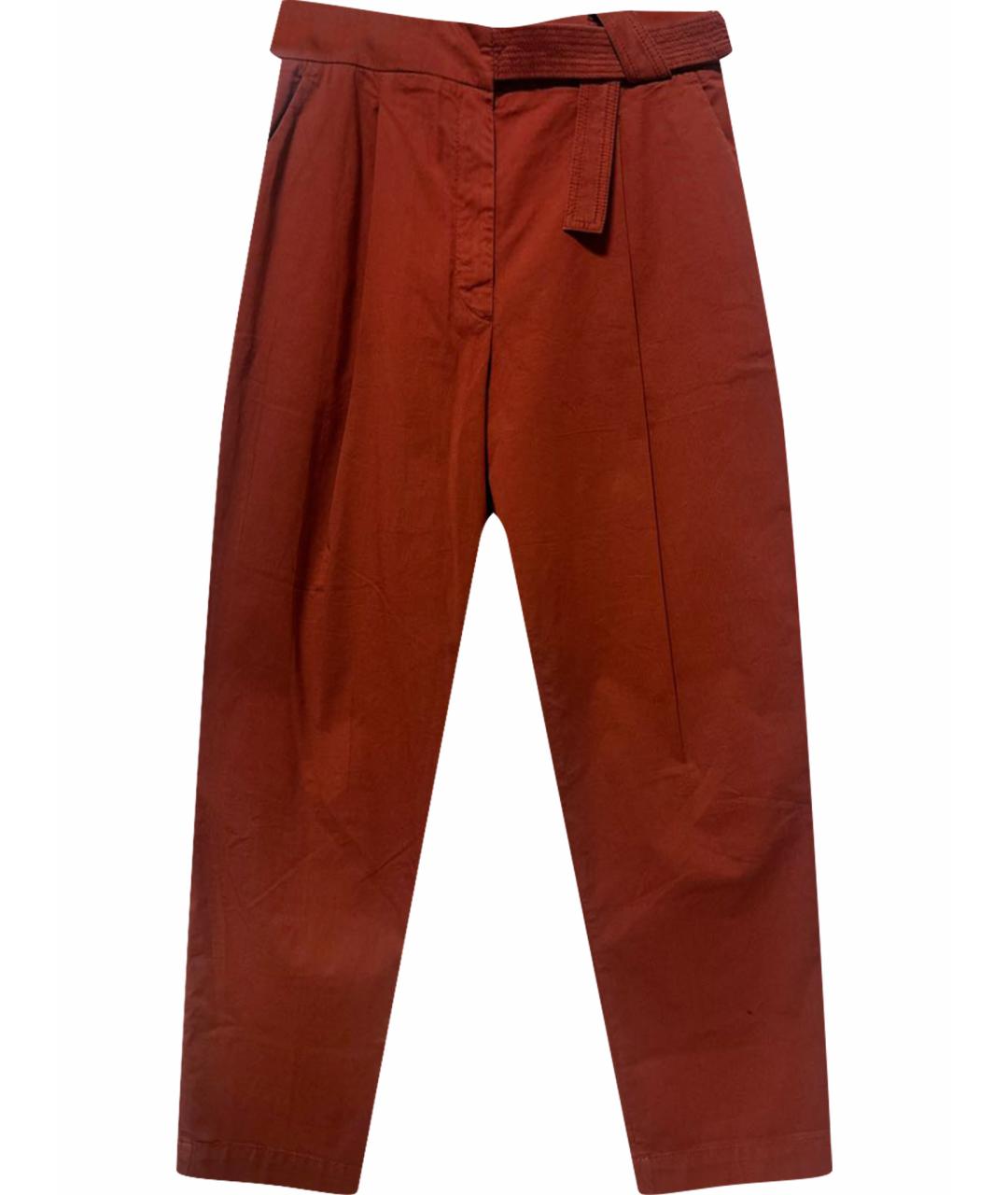 BRUNELLO CUCINELLI Бордовые хлопковые прямые брюки, фото 1