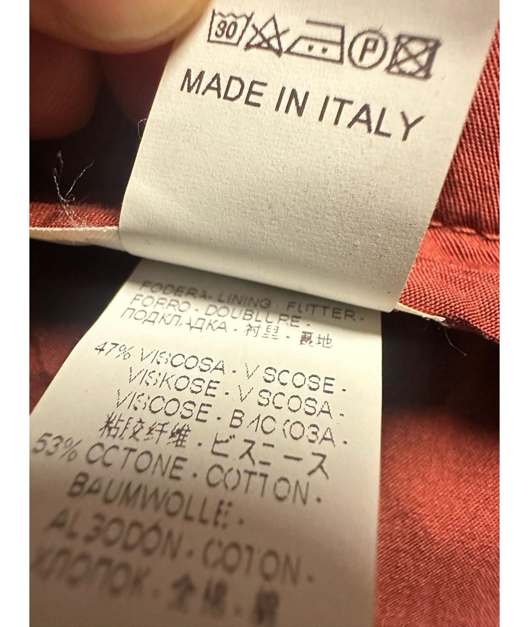 BRUNELLO CUCINELLI Бордовые хлопковые прямые брюки, фото 5