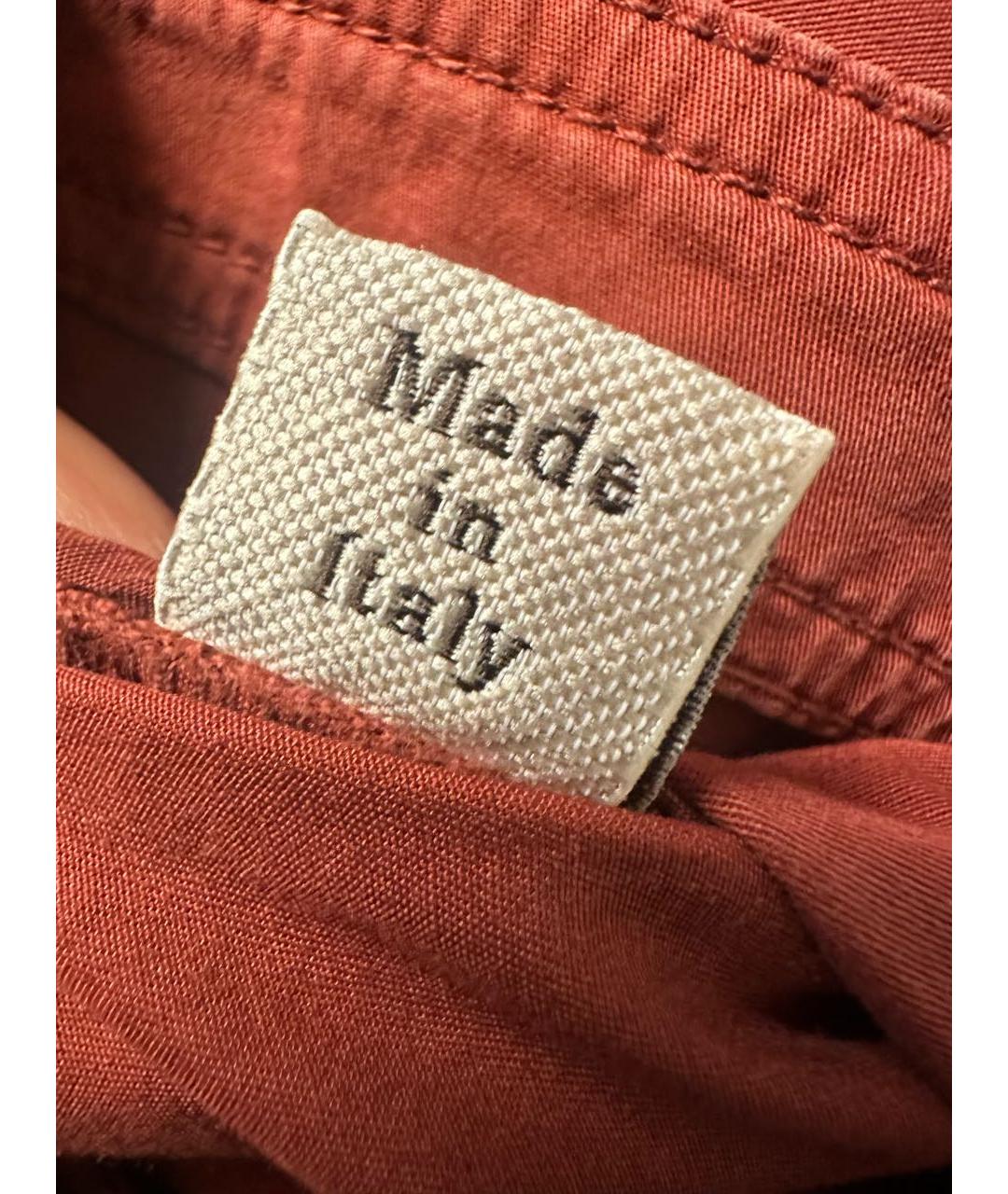 BRUNELLO CUCINELLI Бордовые хлопковые прямые брюки, фото 4