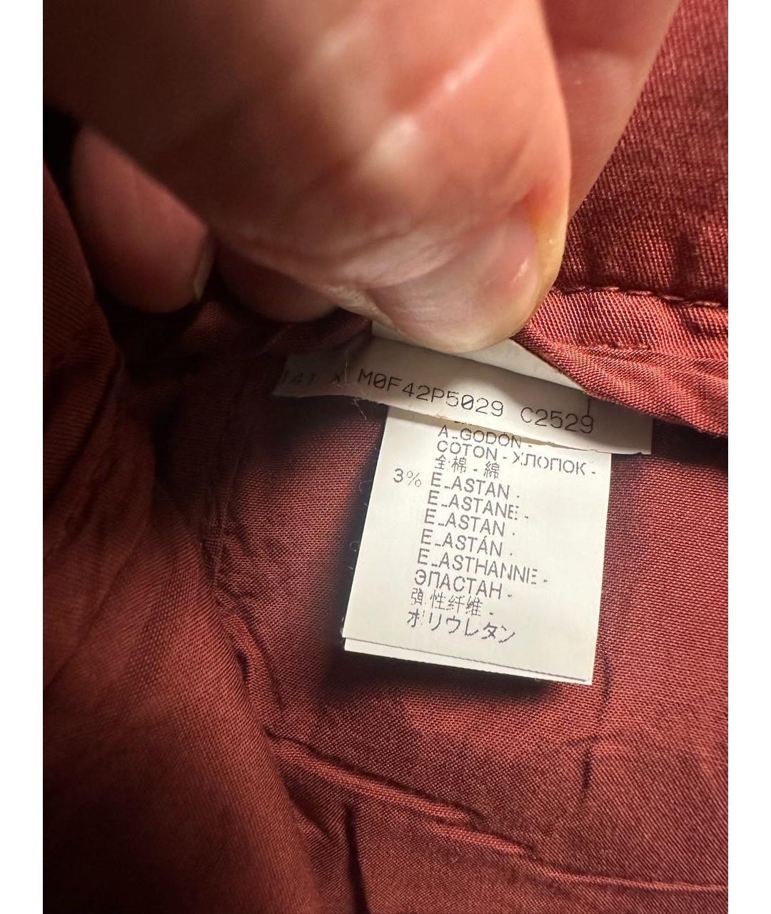 BRUNELLO CUCINELLI Бордовые хлопковые прямые брюки, фото 6