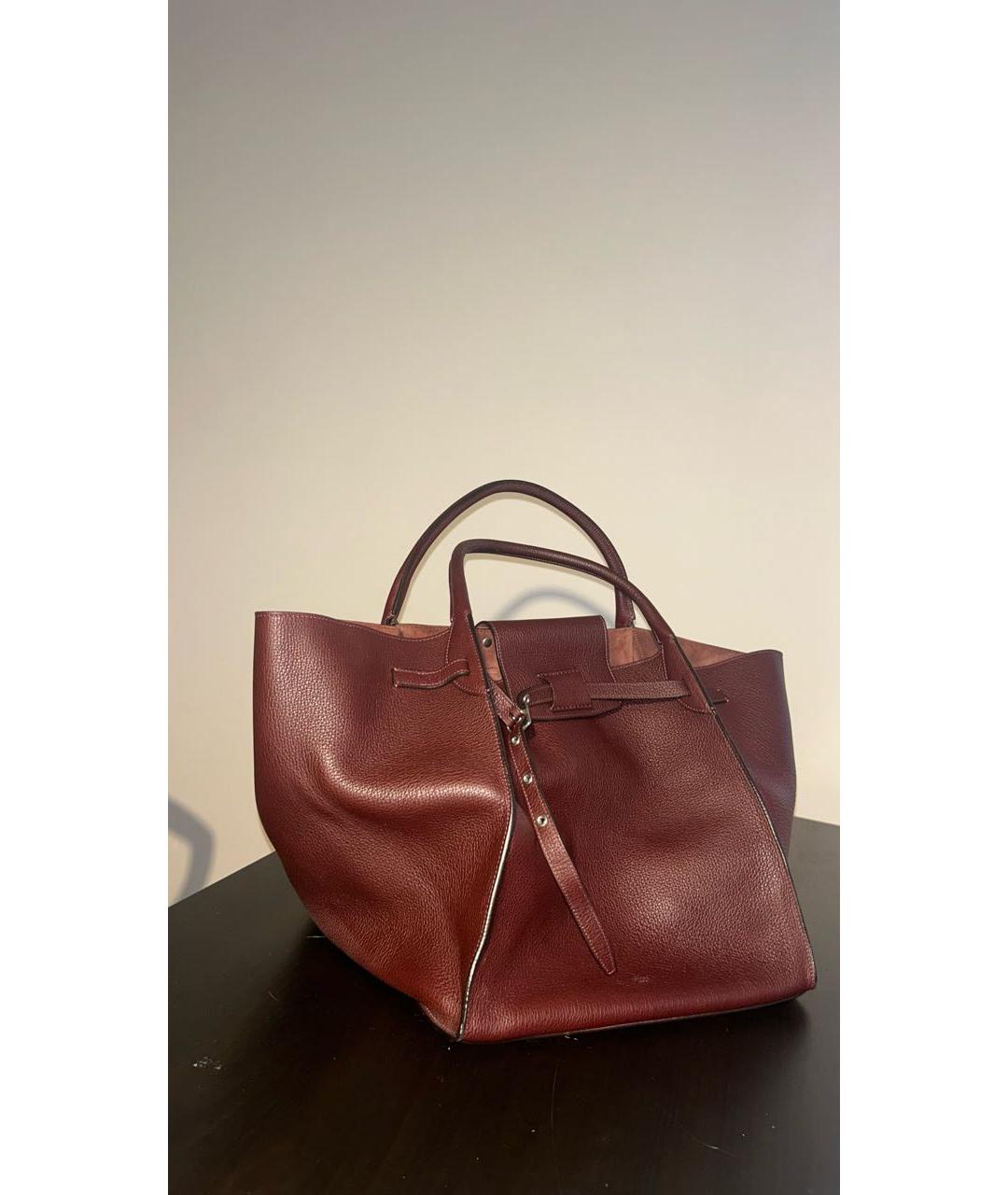 CELINE Коричневая кожаная сумка с короткими ручками, фото 2