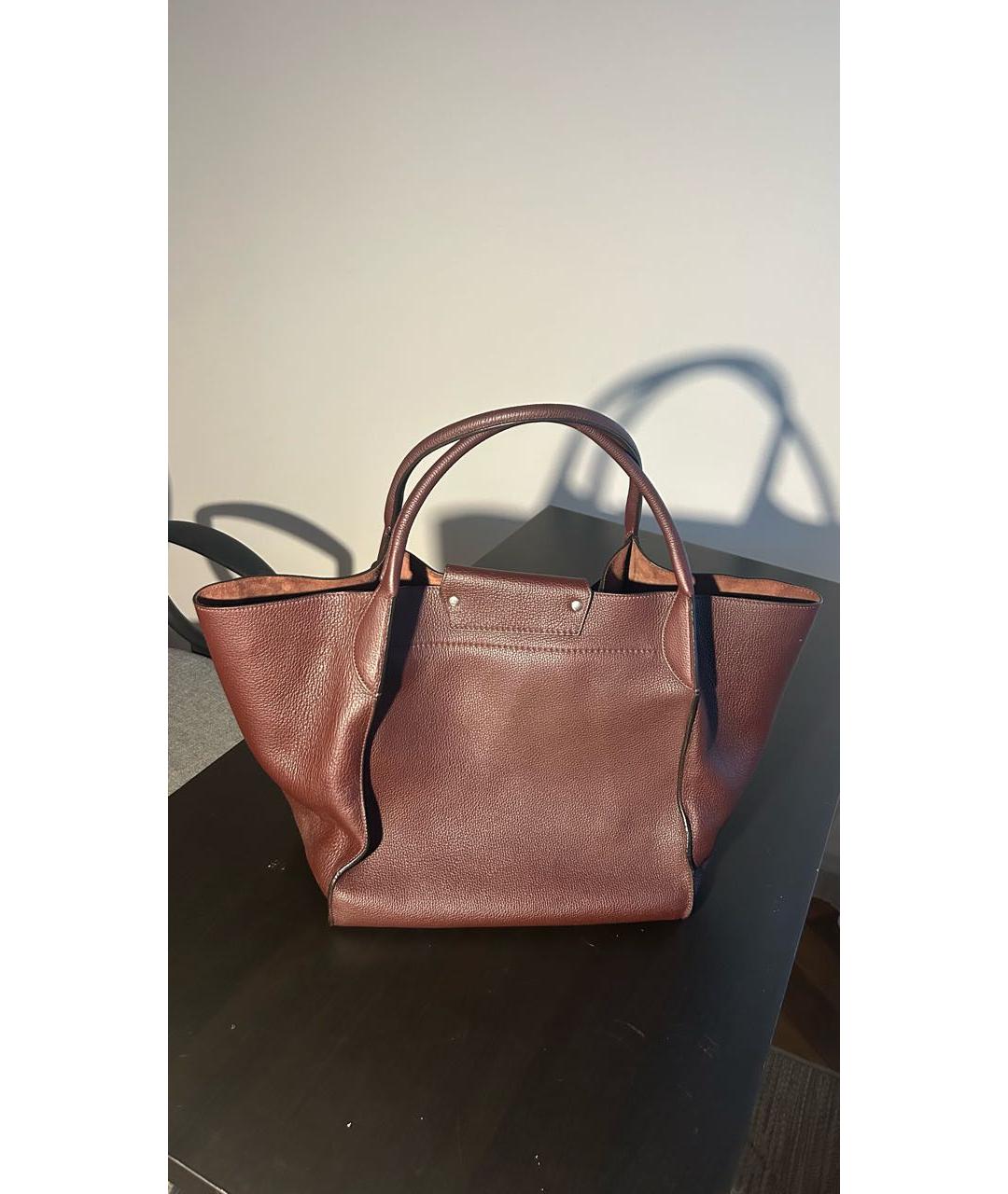 CELINE Коричневая кожаная сумка с короткими ручками, фото 3