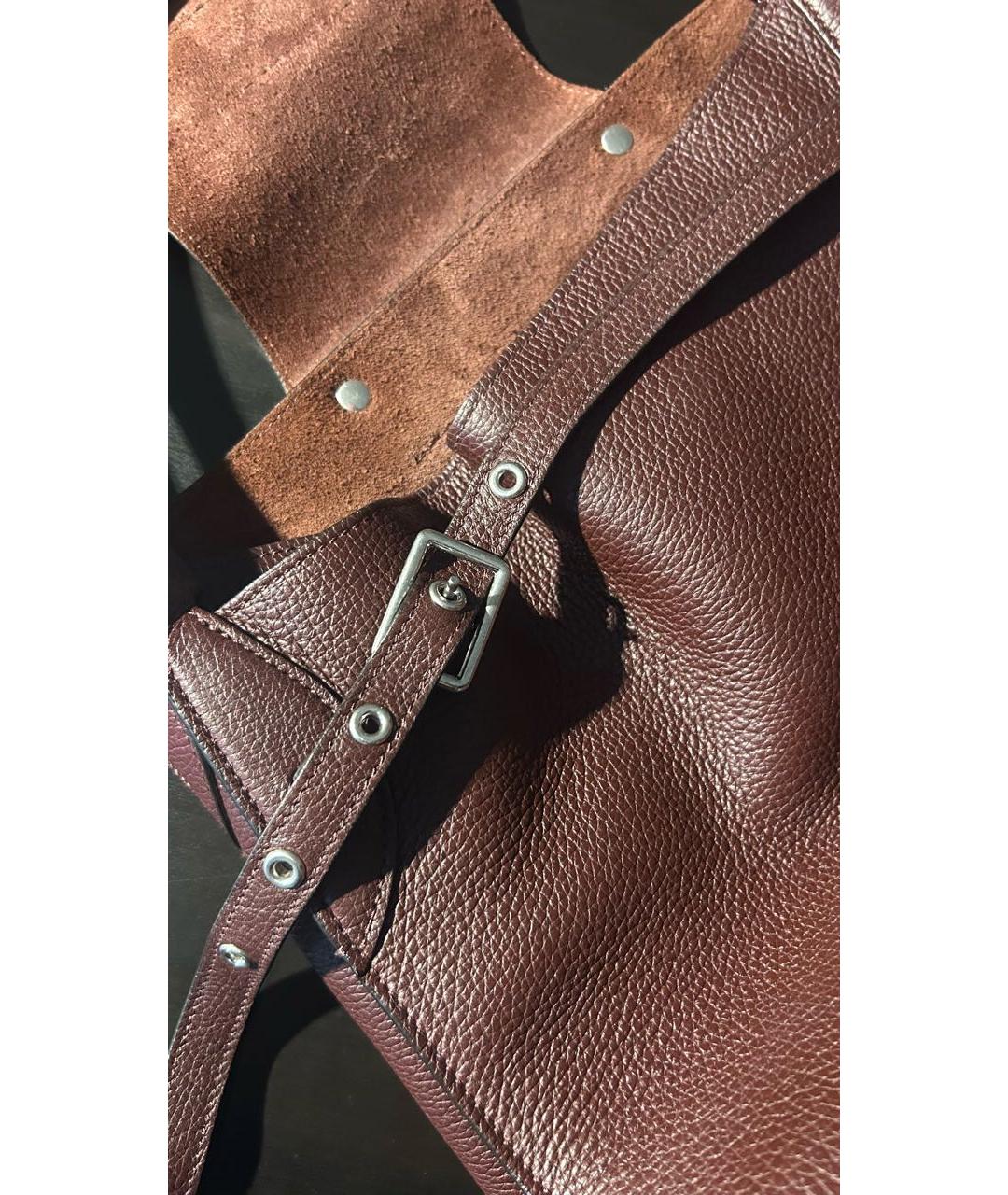CELINE Коричневая кожаная сумка с короткими ручками, фото 5