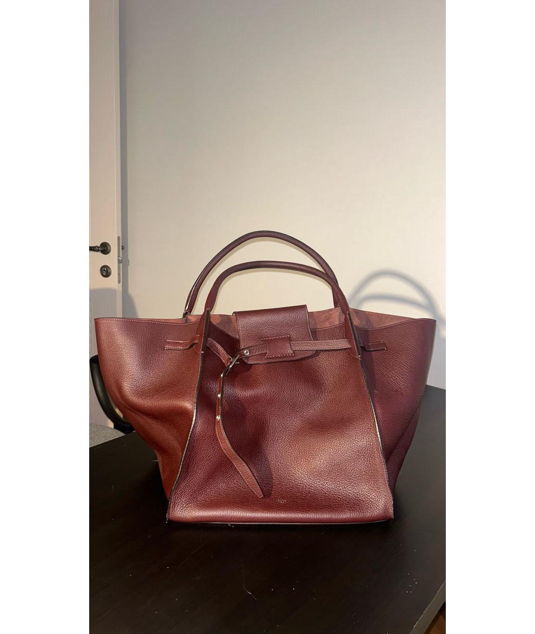 CELINE Коричневая кожаная сумка с короткими ручками, фото 9
