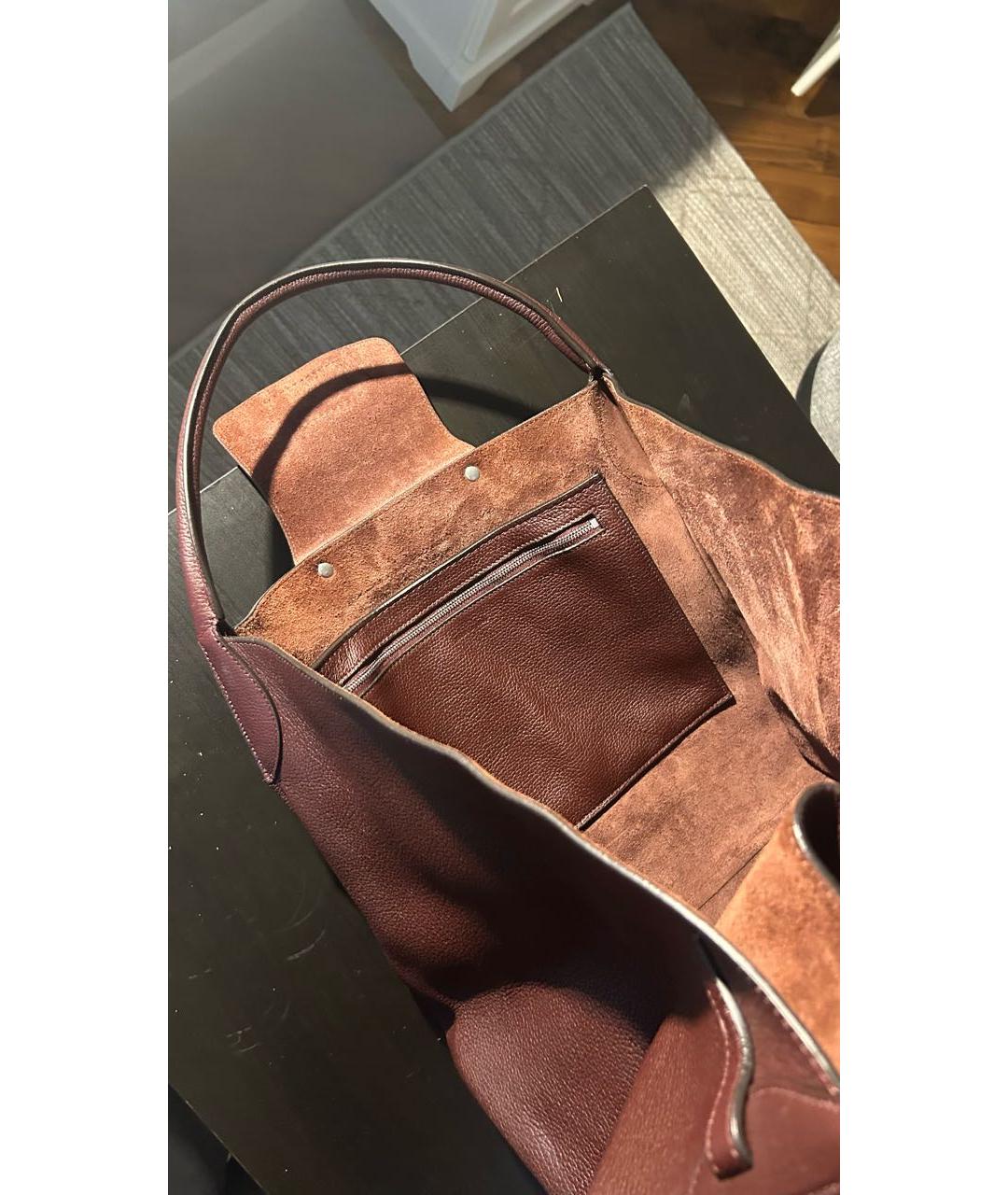 CELINE Коричневая кожаная сумка с короткими ручками, фото 4
