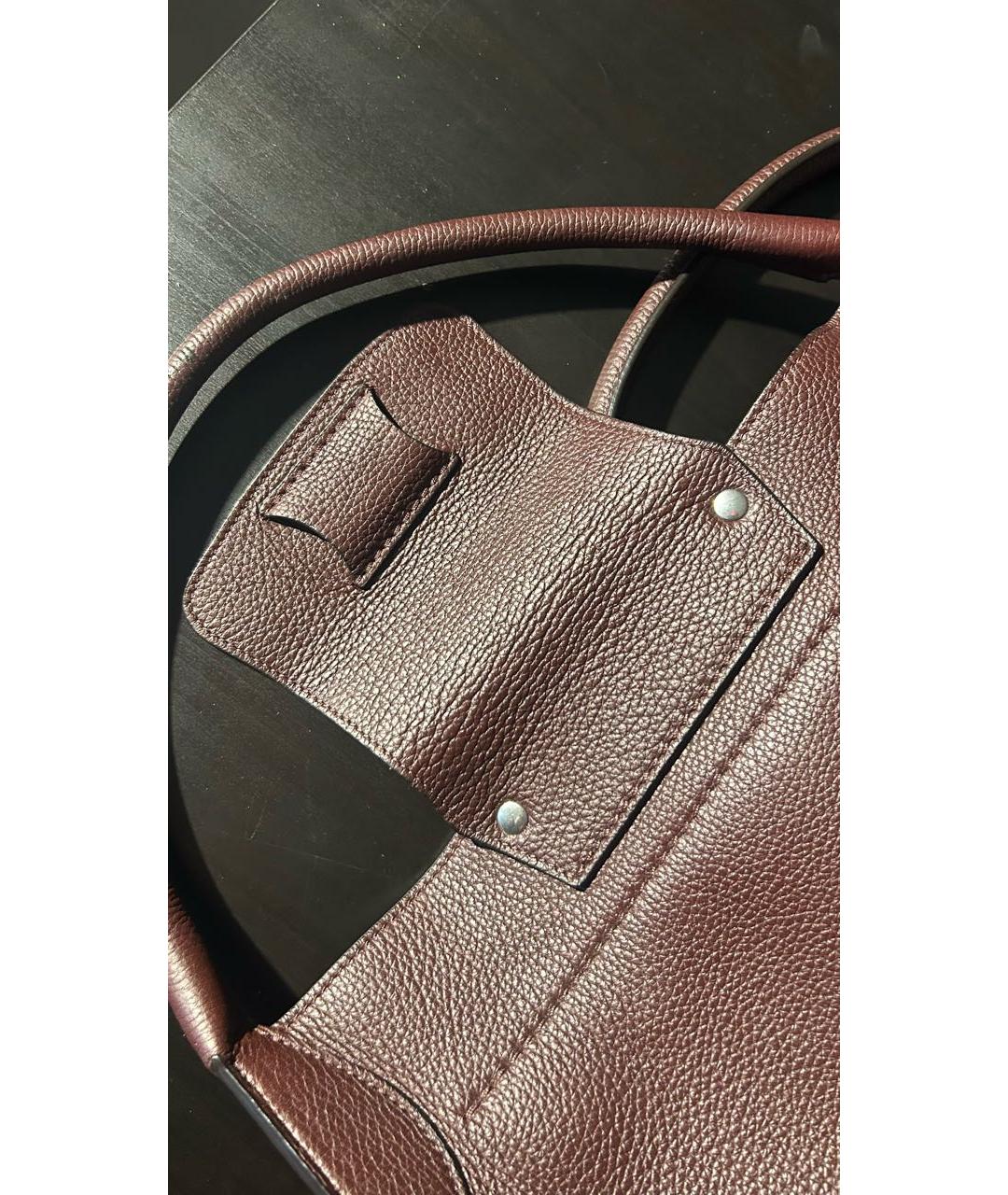 CELINE Коричневая кожаная сумка с короткими ручками, фото 7