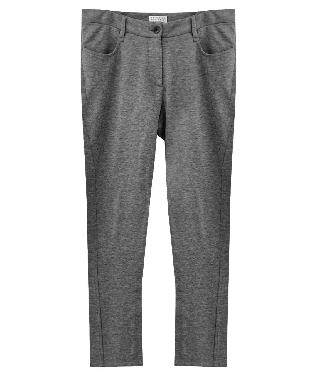 BRUNELLO CUCINELLI Серые хлопковые брюки узкие, фото 1