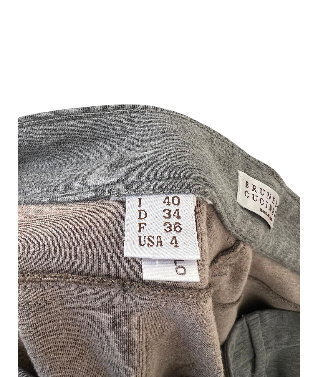 BRUNELLO CUCINELLI Серые хлопковые брюки узкие, фото 5