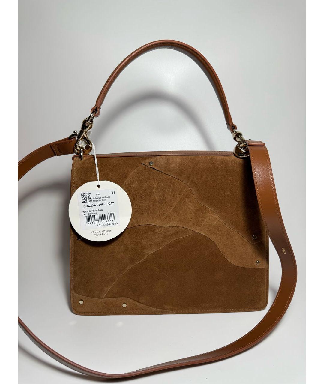 CHLOE Коричневая замшевая сумка через плечо, фото 3