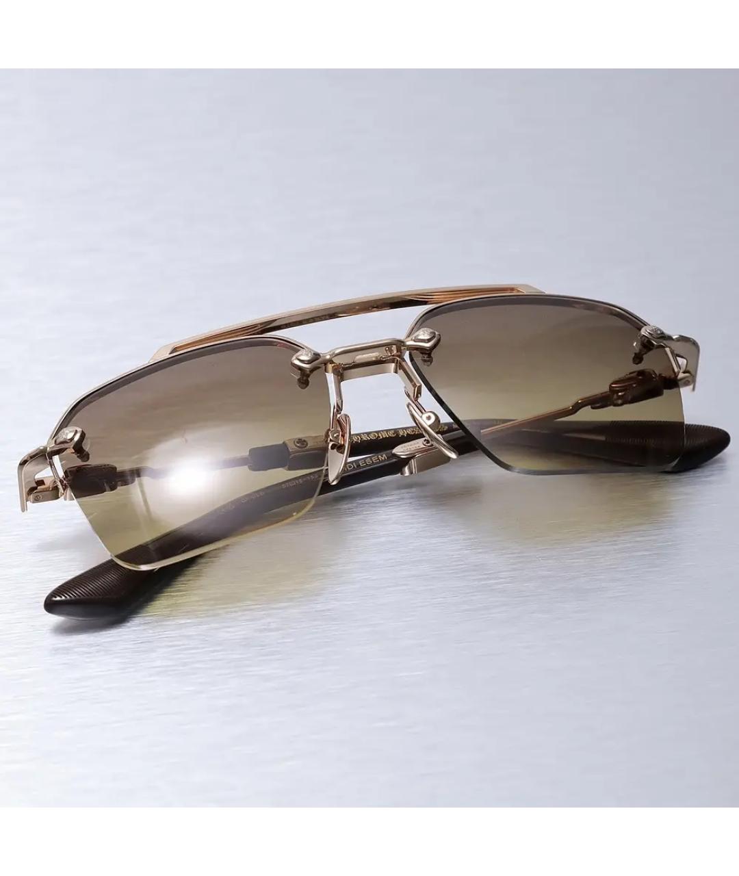 CHROME HEARTS Коричневые металлические солнцезащитные очки, фото 7