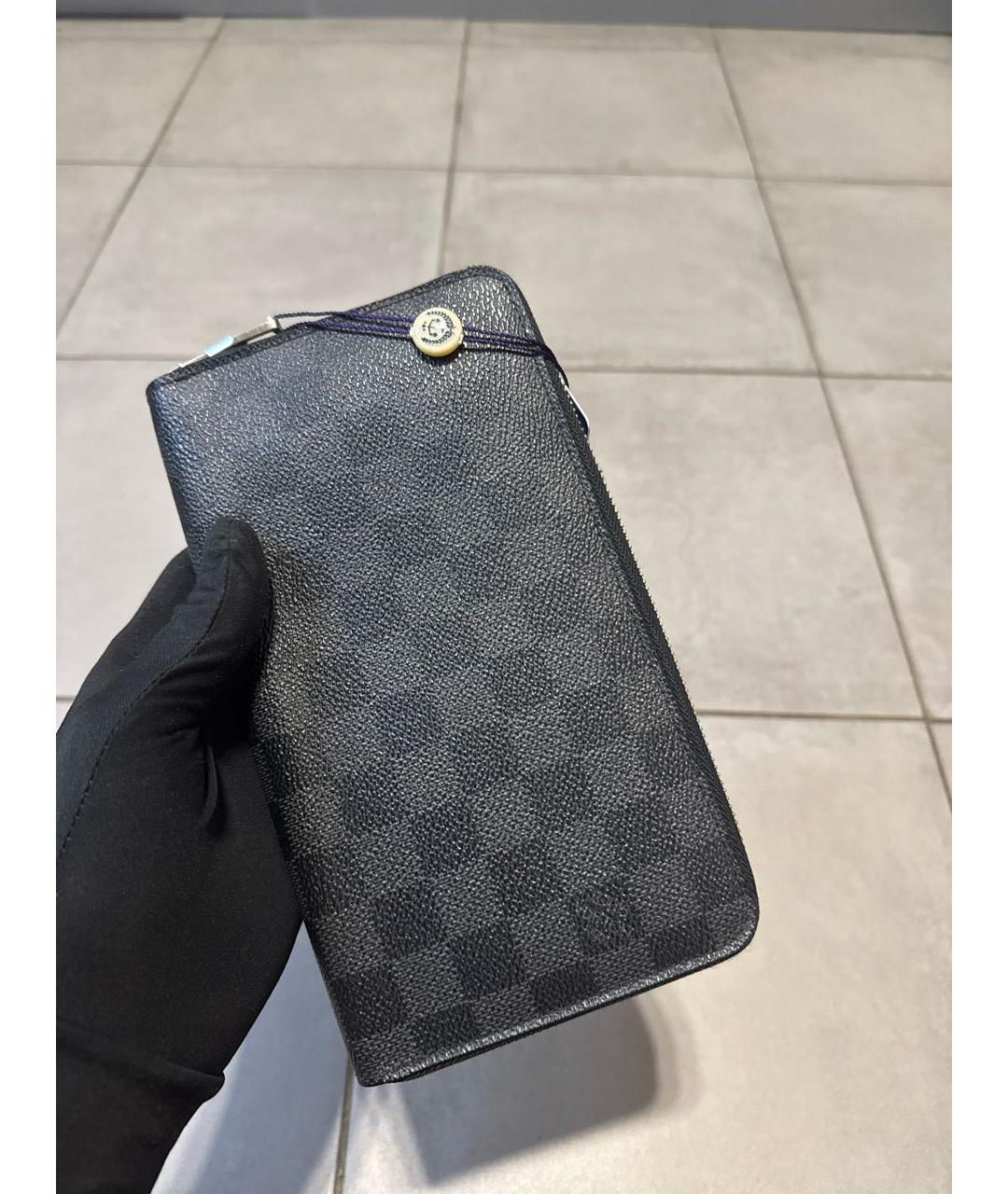 LOUIS VUITTON Черный кожаный кошелек, фото 2