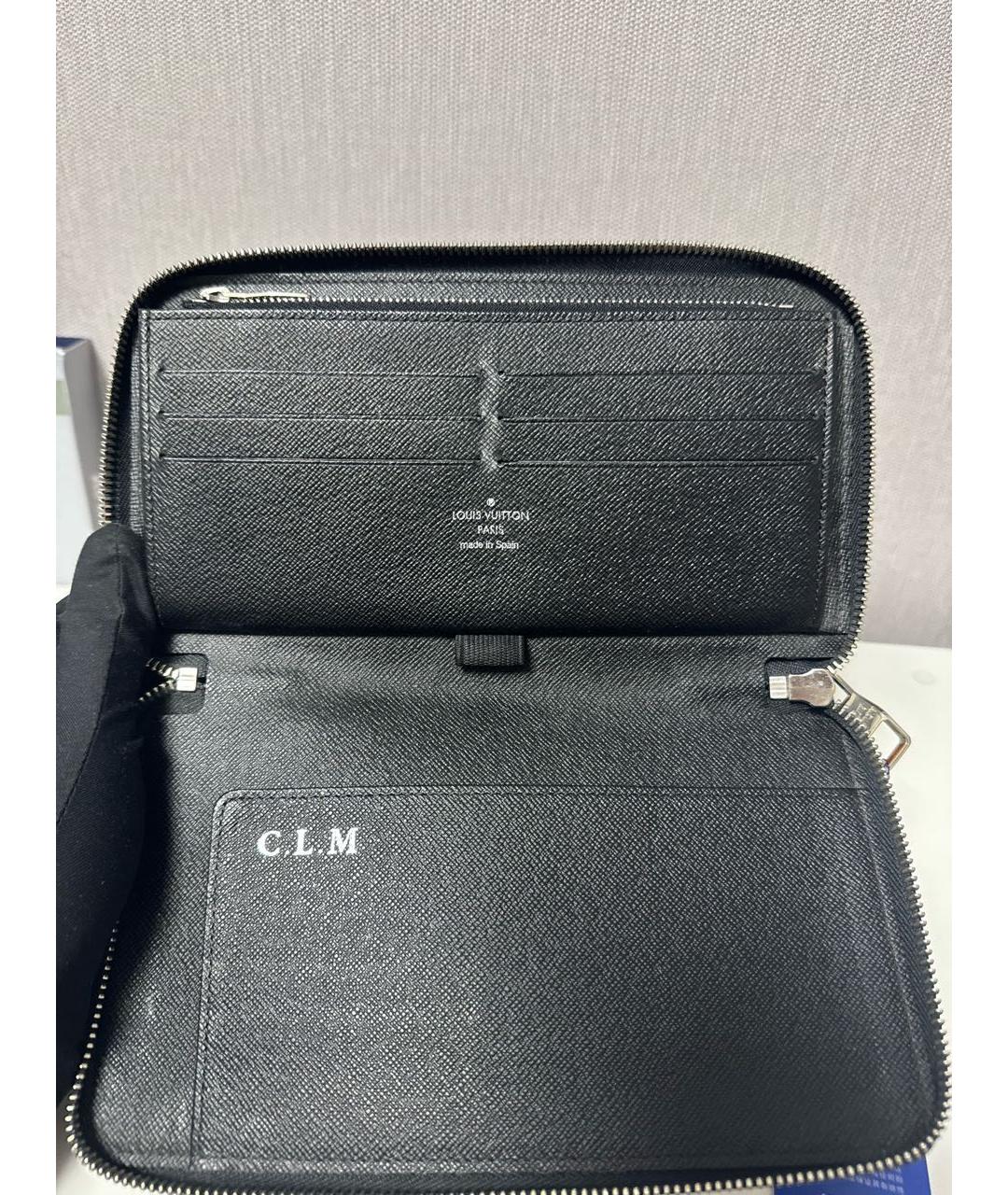 LOUIS VUITTON Черный кожаный кошелек, фото 3