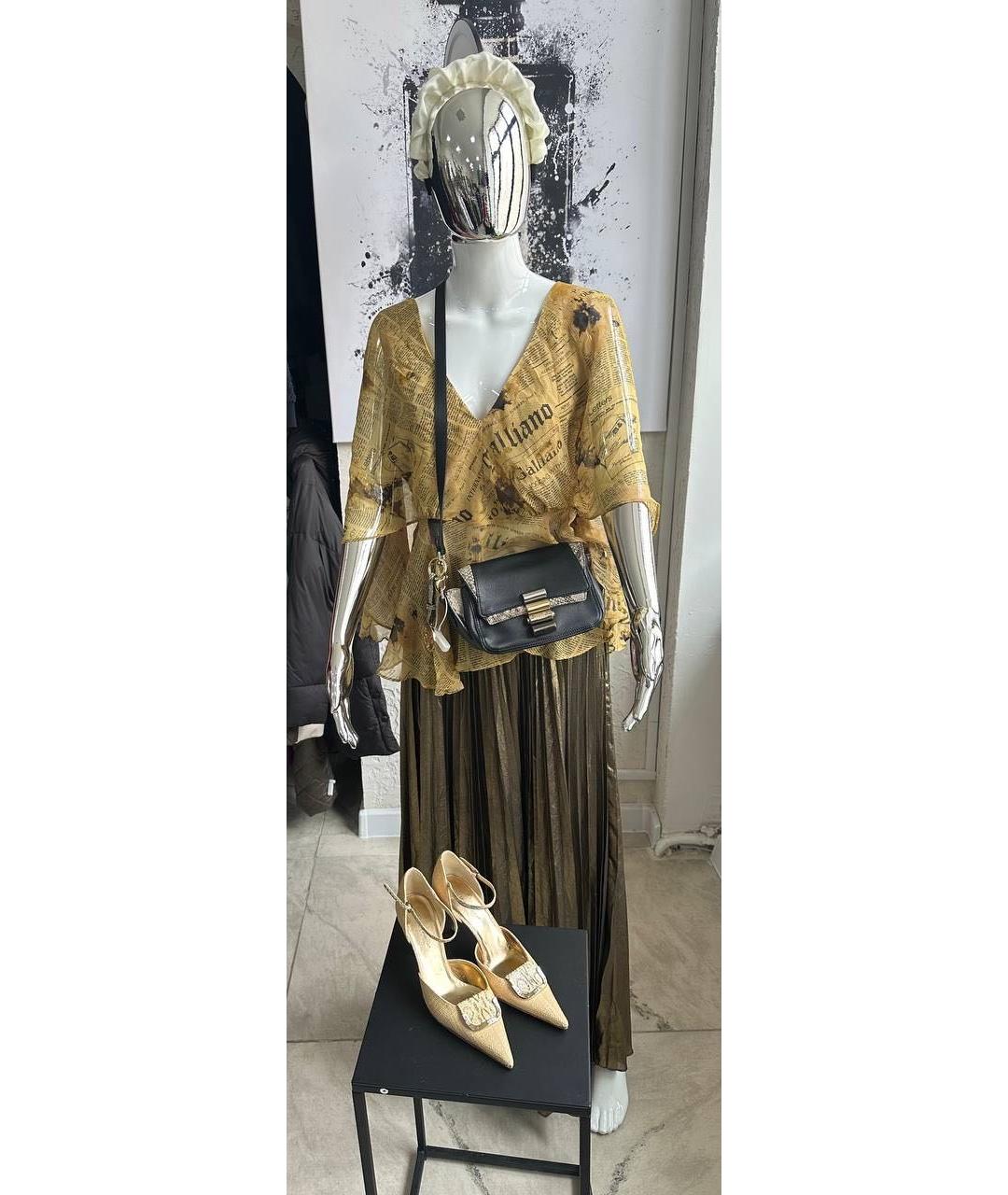 BCBG MAXAZRIA Золотая полиэстеровая юбка макси, фото 7