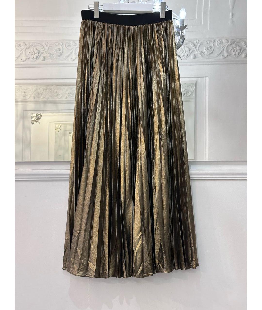 BCBG MAXAZRIA Золотая полиэстеровая юбка макси, фото 8