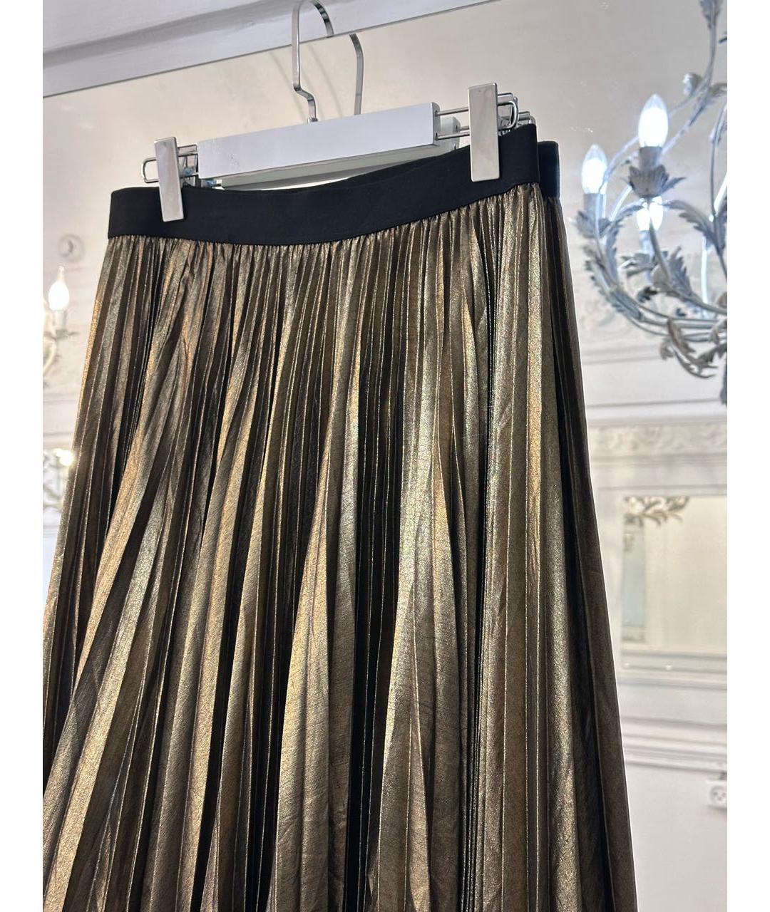 BCBG MAXAZRIA Золотая полиэстеровая юбка макси, фото 3