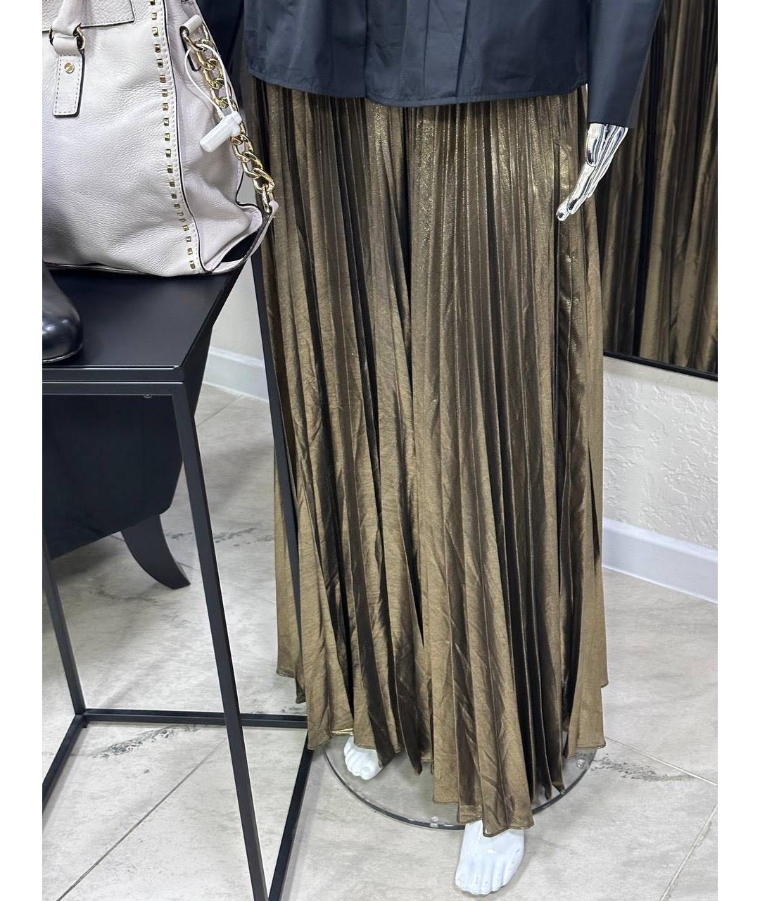 BCBG MAXAZRIA Золотая полиэстеровая юбка макси, фото 5