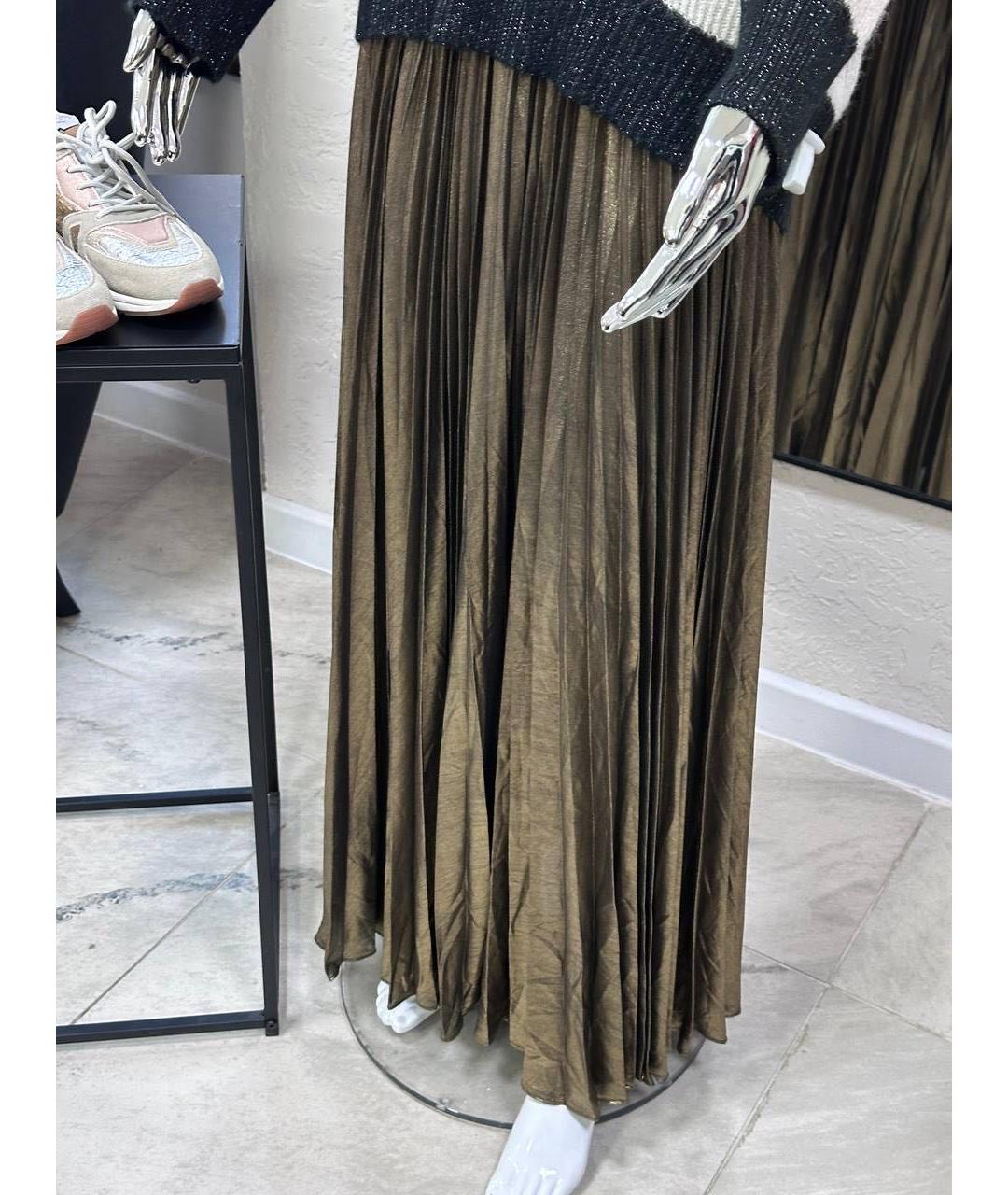 BCBG MAXAZRIA Золотая полиэстеровая юбка макси, фото 6