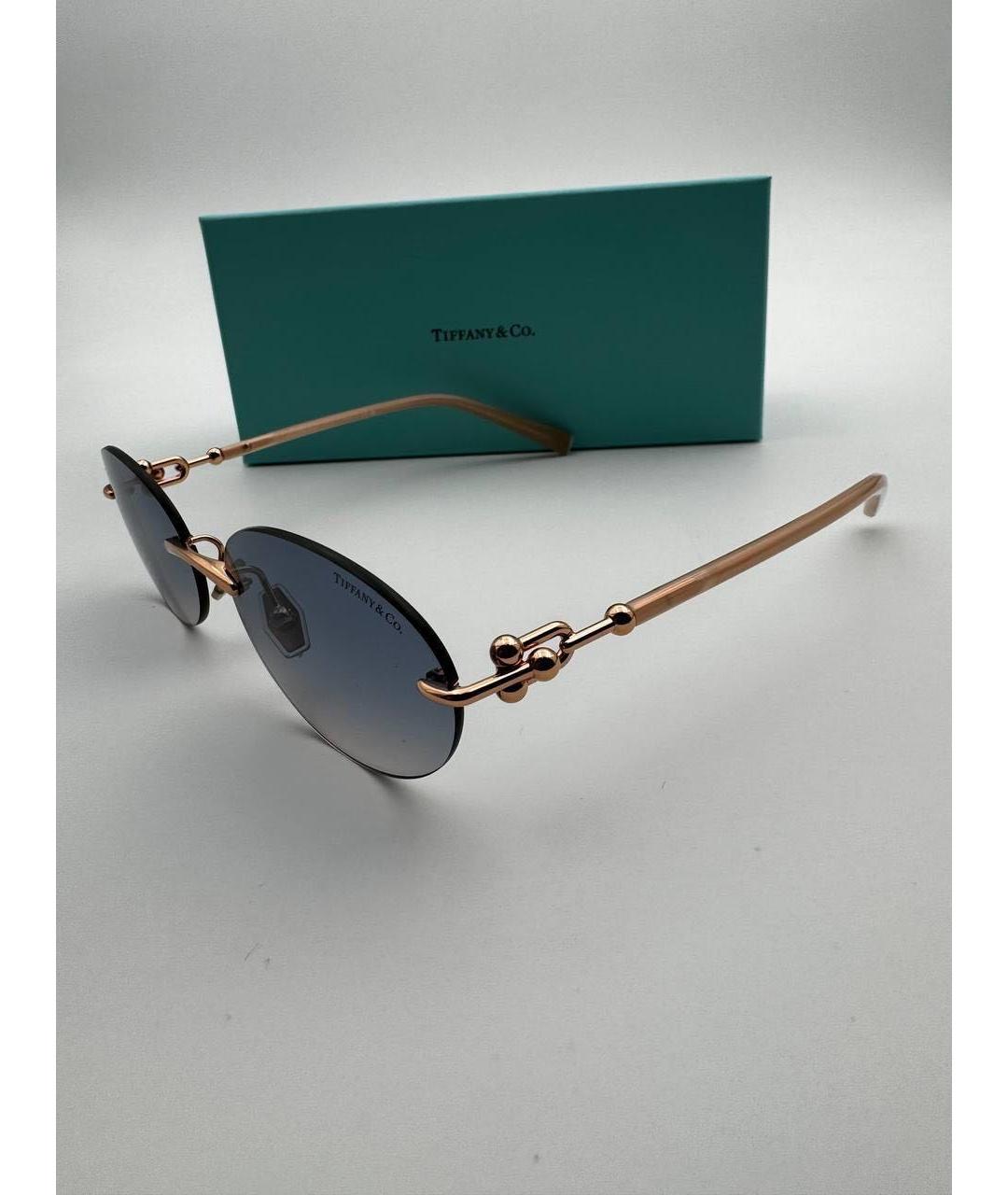 TIFFANY&CO Золотые металлические солнцезащитные очки, фото 2