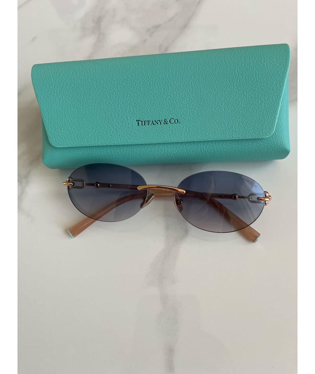 TIFFANY&CO Золотые металлические солнцезащитные очки, фото 6