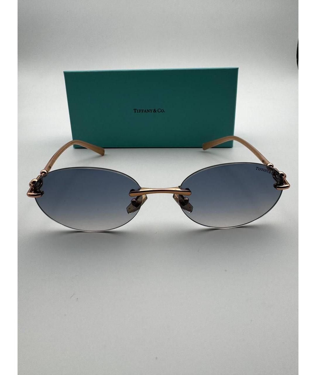 TIFFANY&CO Золотые металлические солнцезащитные очки, фото 3