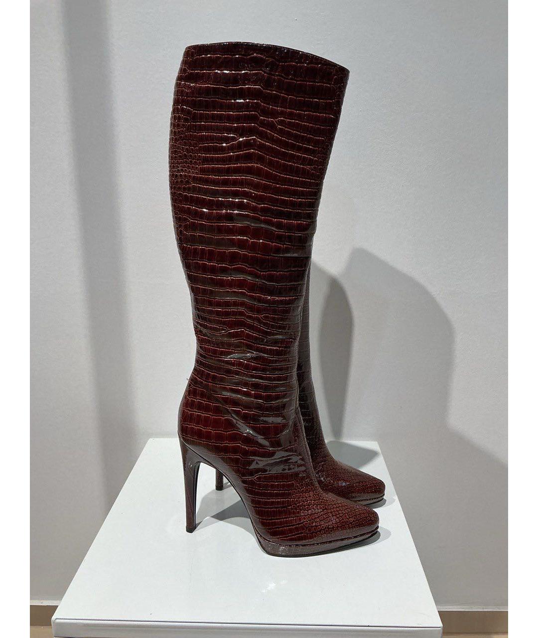 CASADEI Коричневые сапоги из лакированной кожи, фото 2