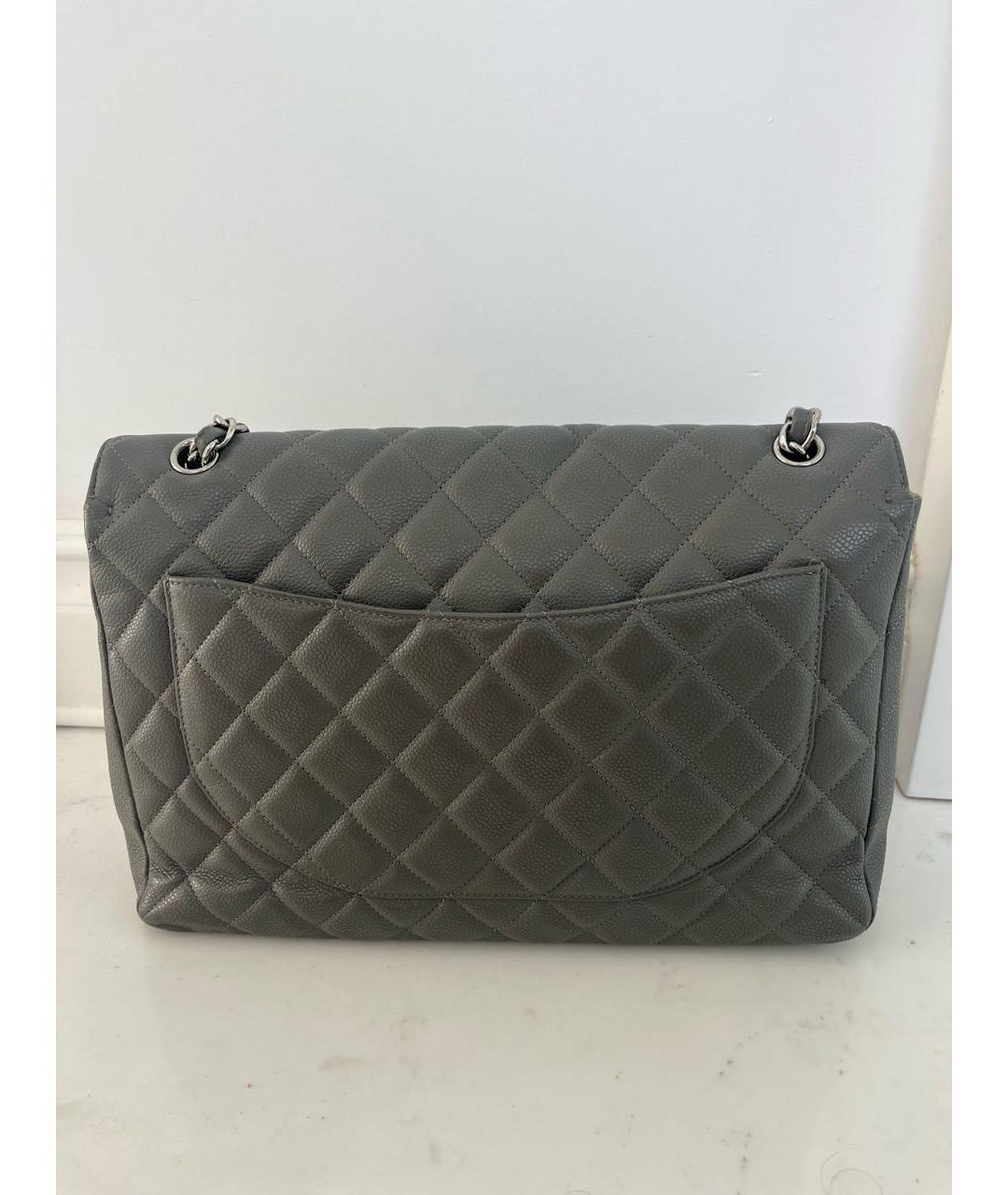 CHANEL Серая кожаная сумка с короткими ручками, фото 4