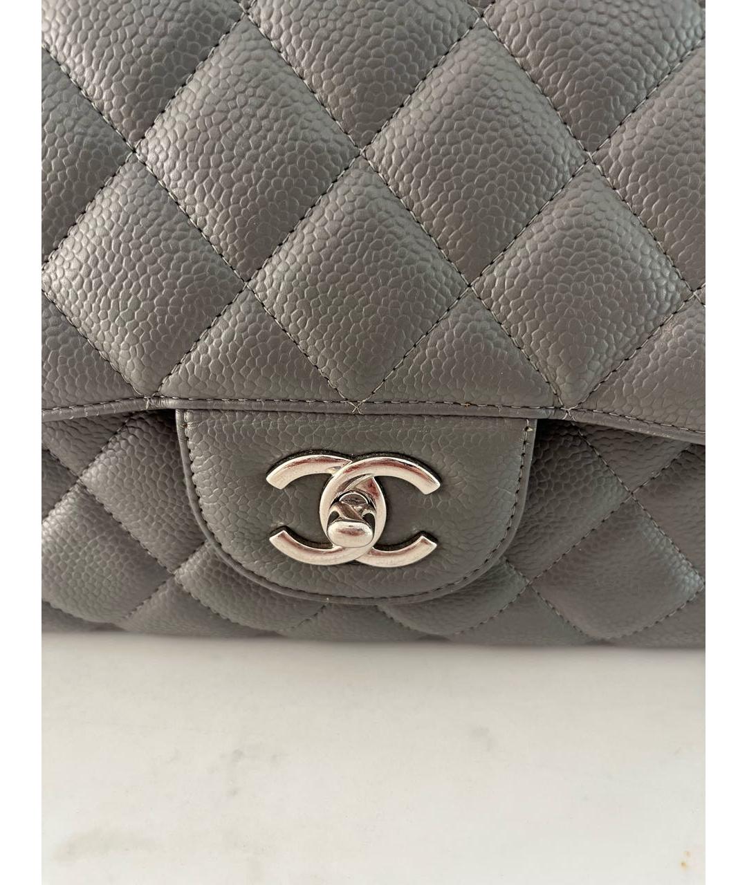 CHANEL Серая кожаная сумка с короткими ручками, фото 2