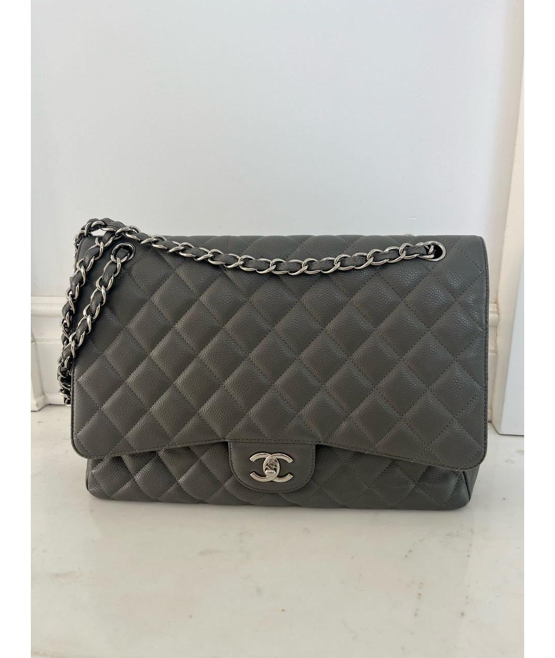 CHANEL Серая кожаная сумка с короткими ручками, фото 9