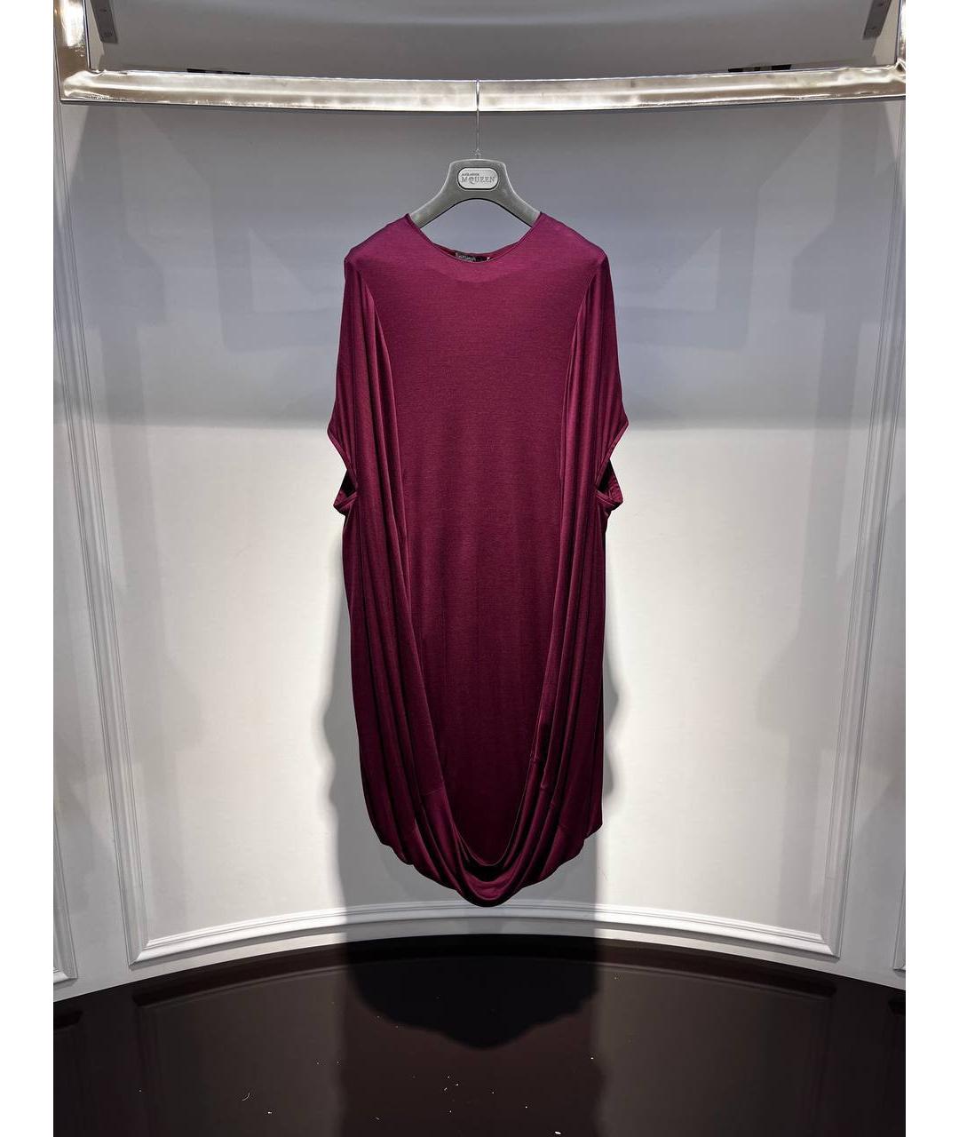 ALEXANDER MCQUEEN Бордовое вискозное вечернее платье, фото 4