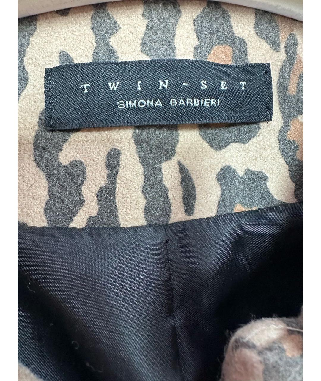 TWIN-SET Коричневое шерстяное пальто, фото 7