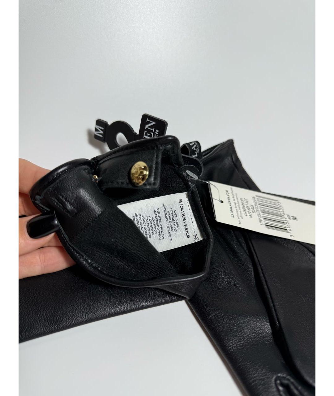 POLO RALPH LAUREN Черные кожаные перчатки, фото 4