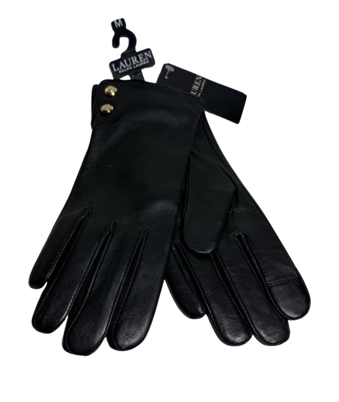 POLO RALPH LAUREN Черные кожаные перчатки, фото 1