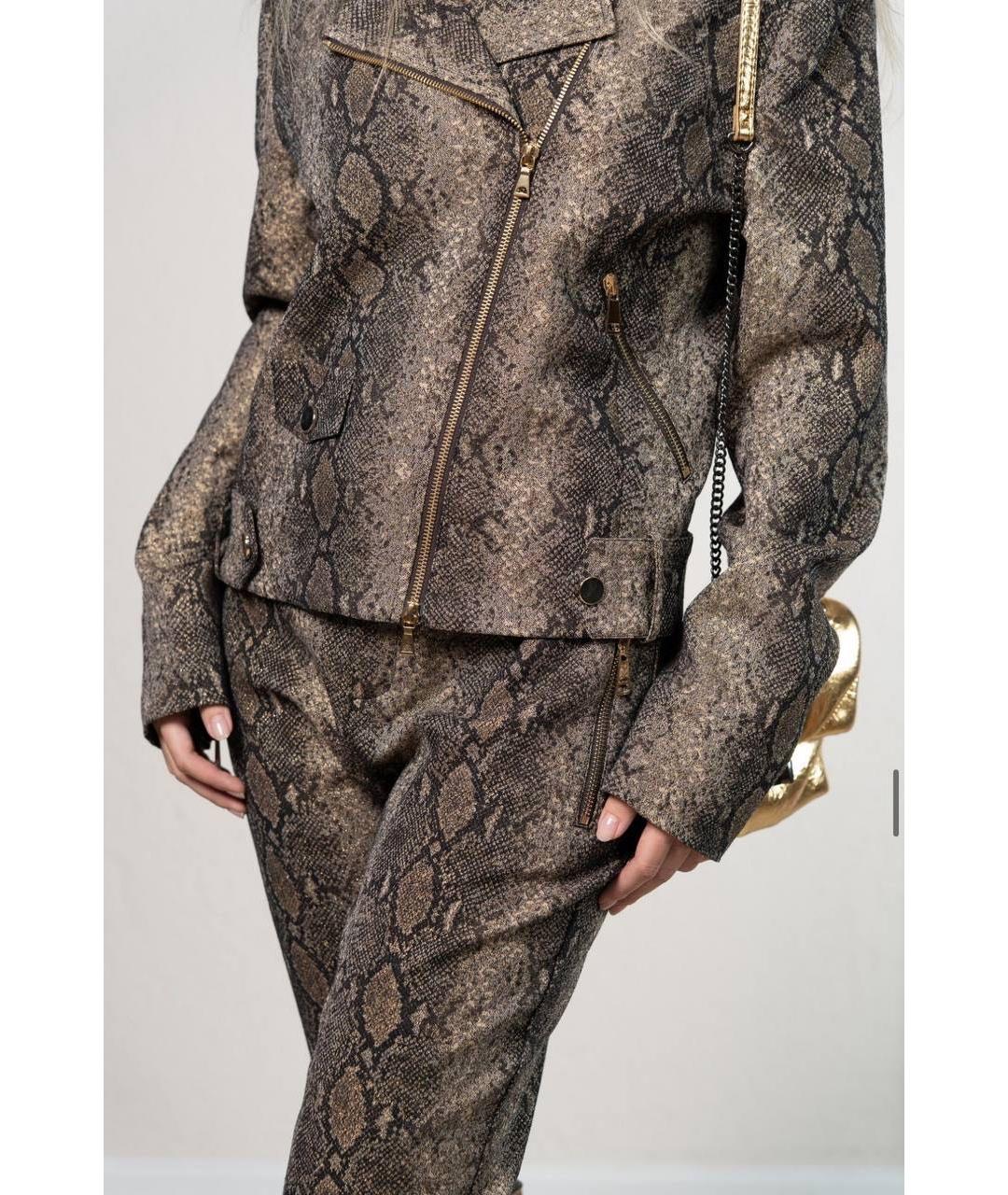 TWIN-SET Золотой хлопко-эластановый костюм с брюками, фото 4